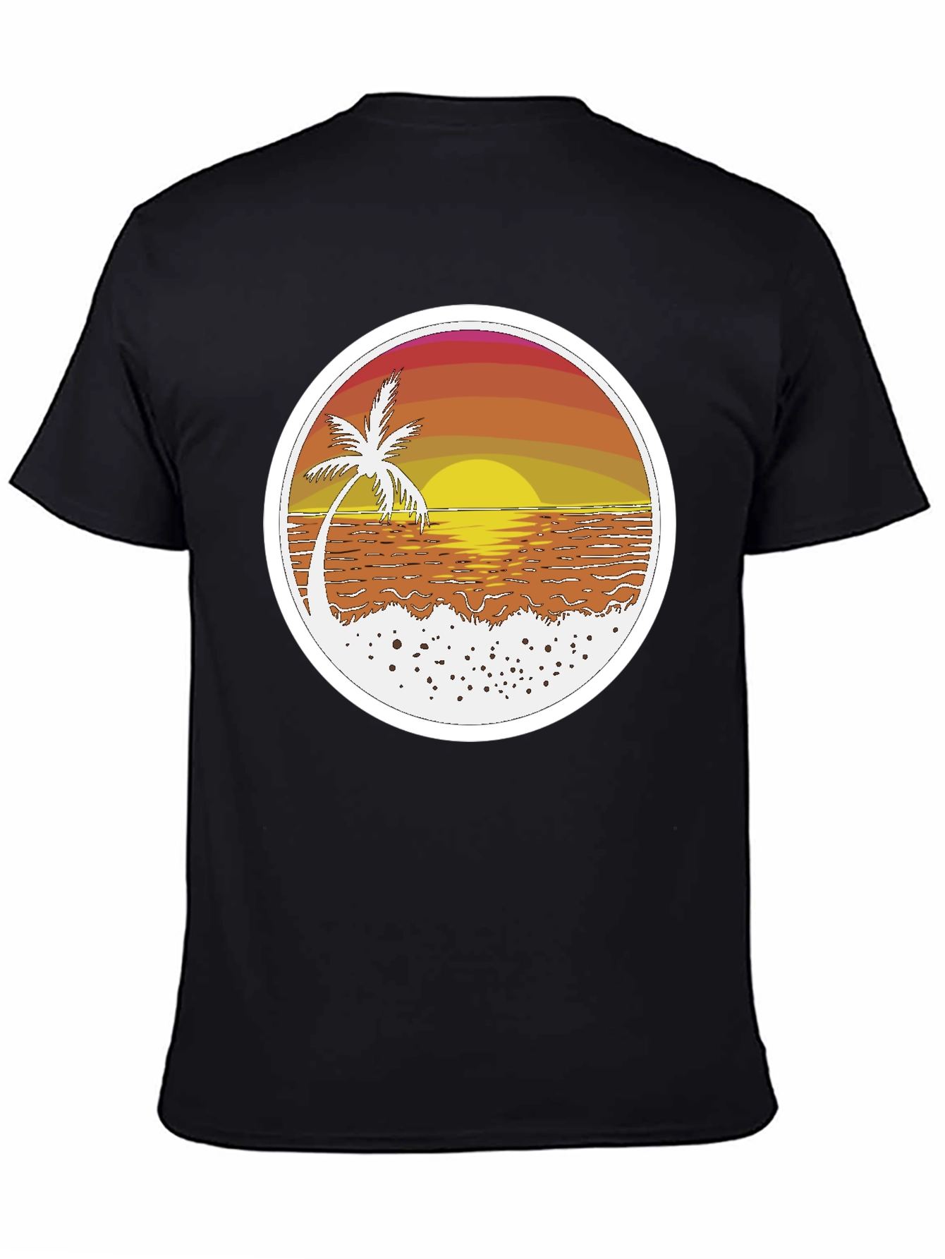 Sunset Palm T-Shirt - Beach Vibes Retro Design