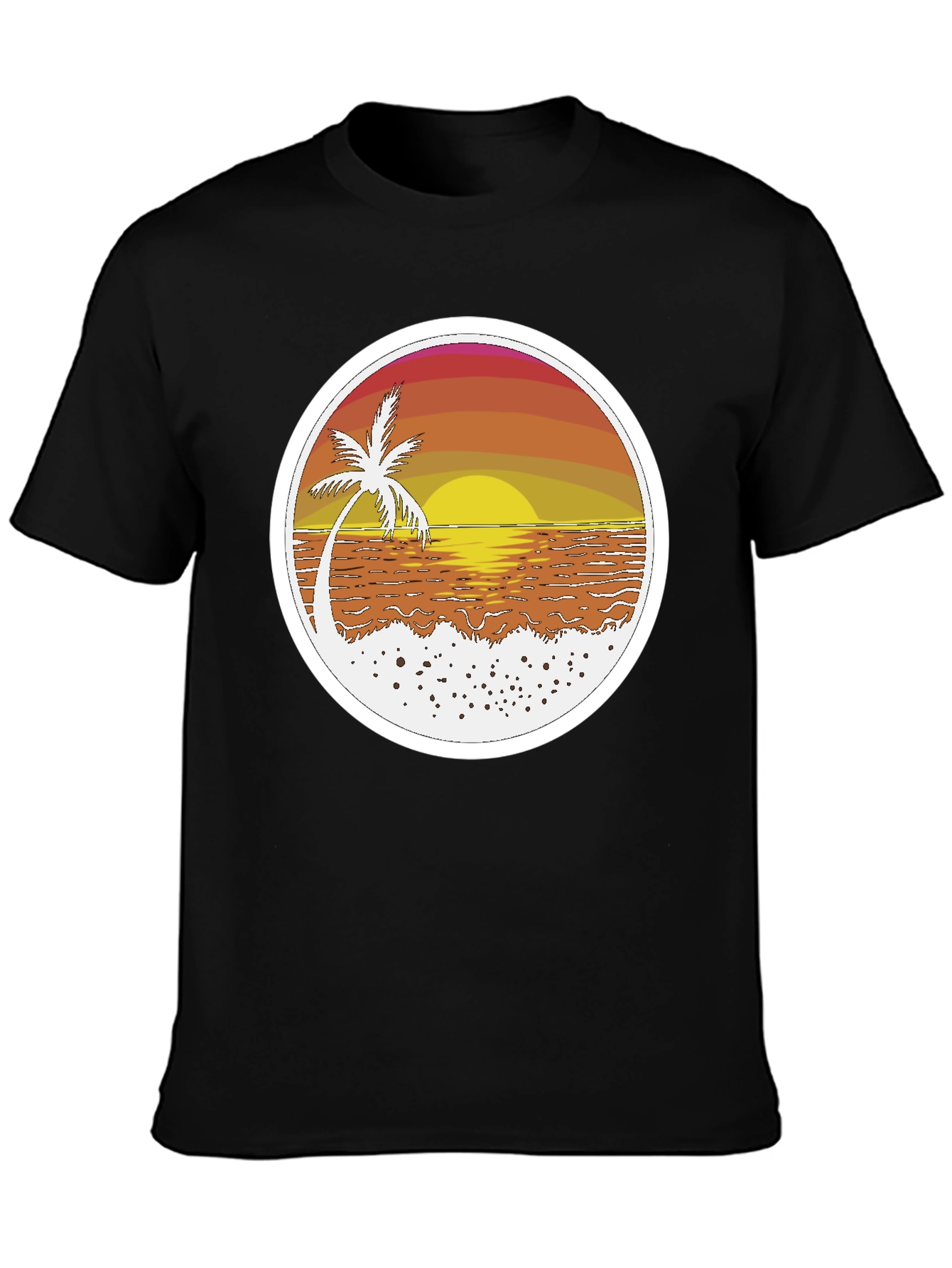 Sunset Palm T-Shirt - Beach Vibes Retro Design