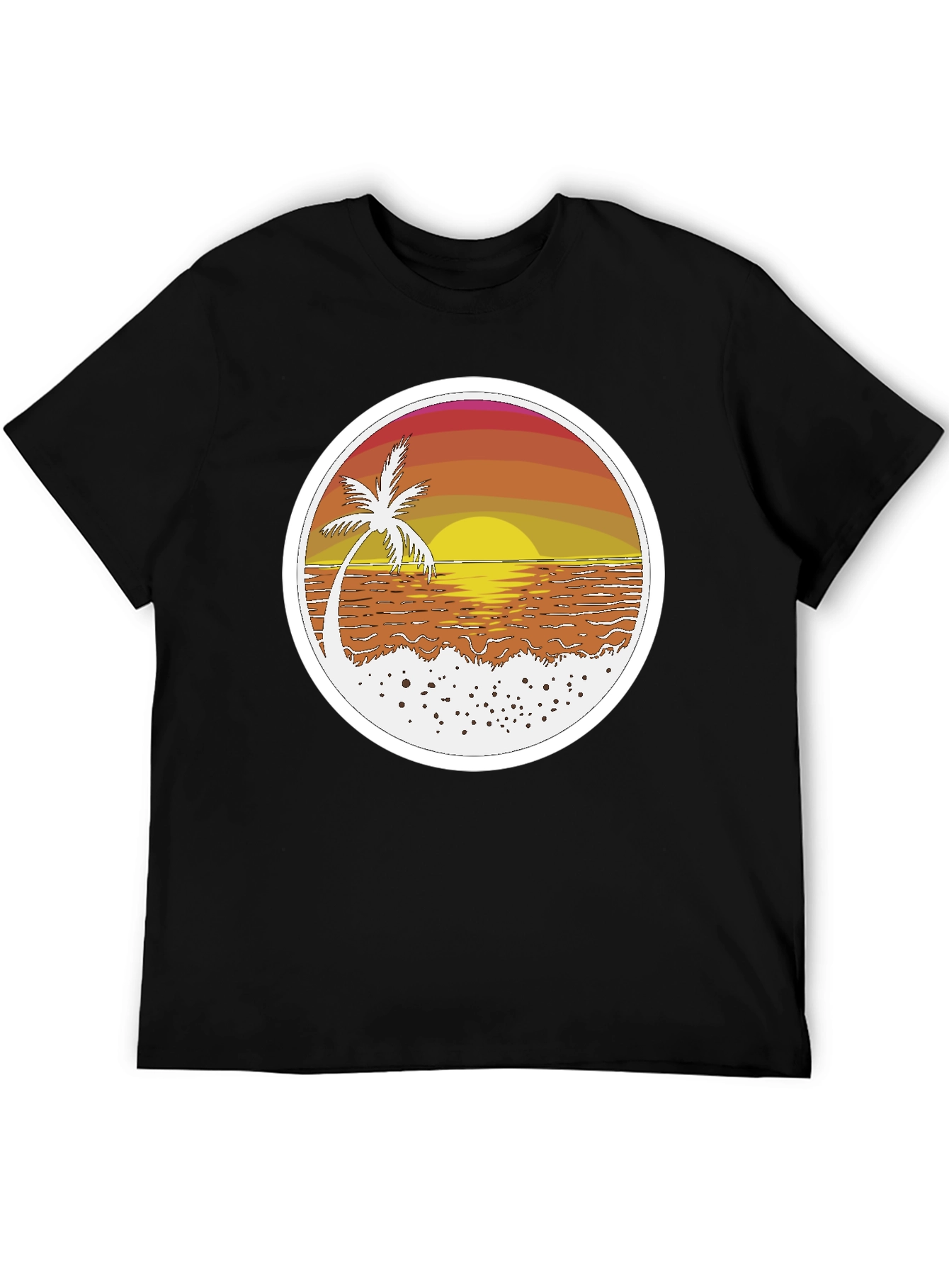 Sunset Palm T-Shirt - Beach Vibes Retro Design