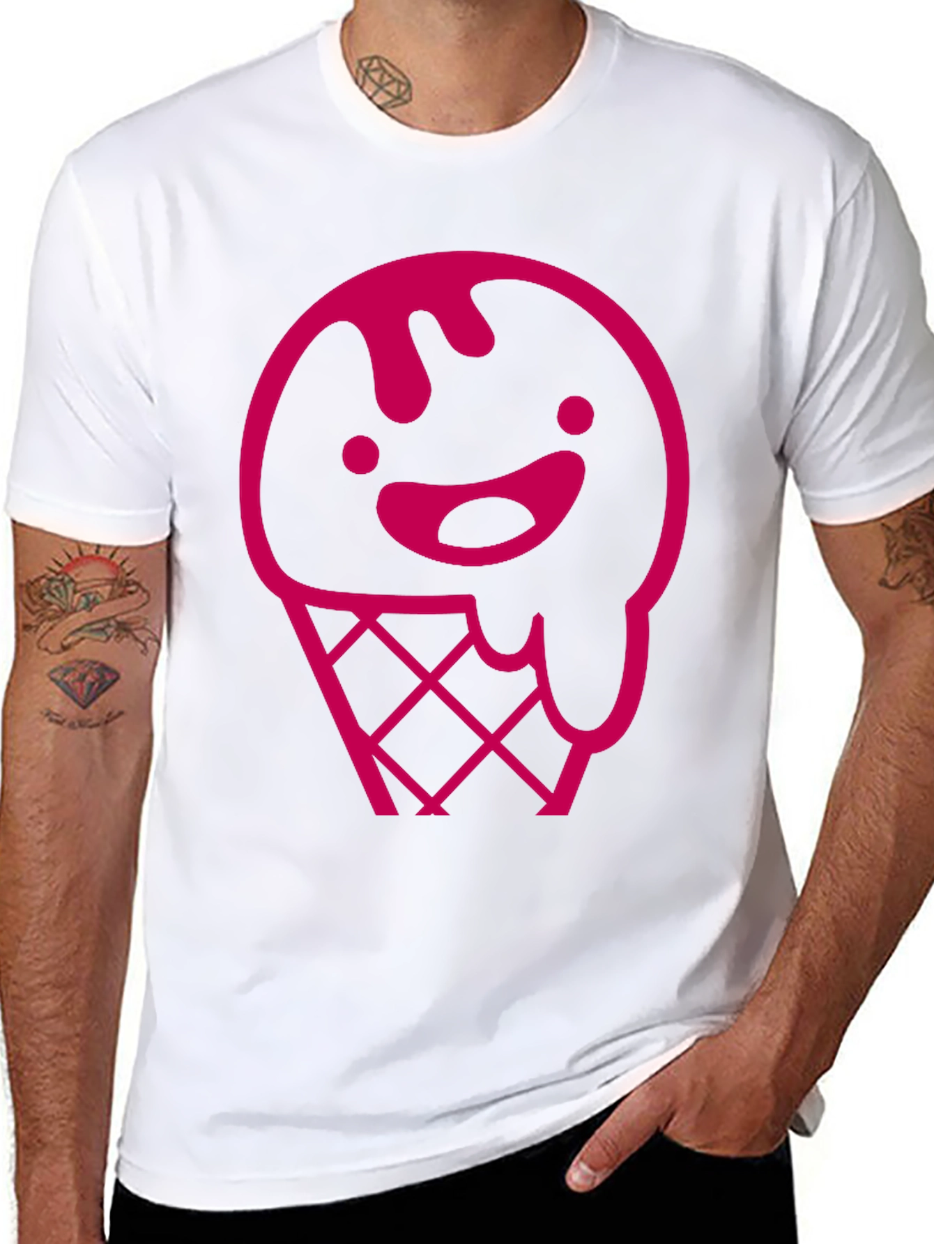 Pink Ice Cream Cone Graphic T-Shirt