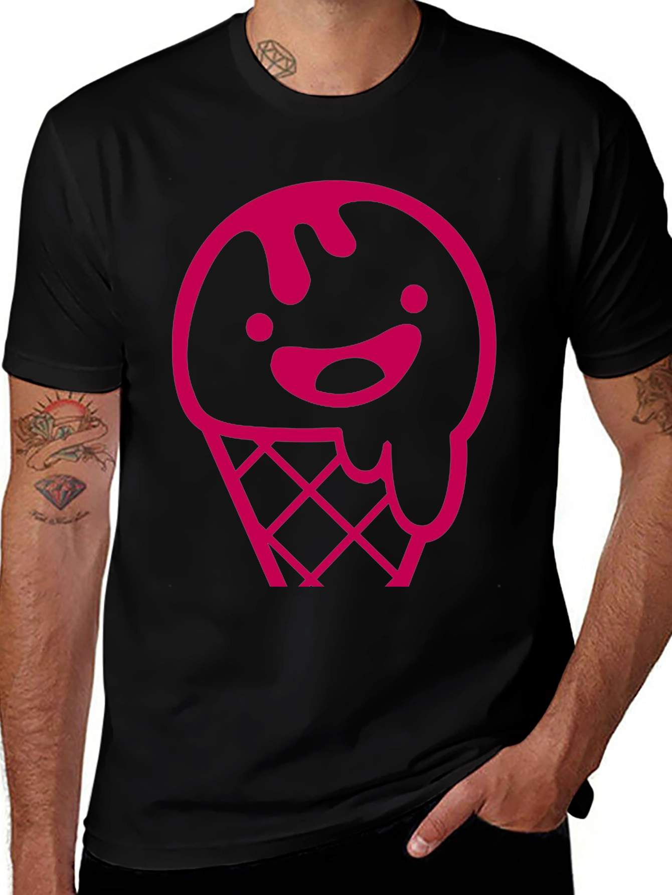 Pink Ice Cream Cone Graphic T-Shirt