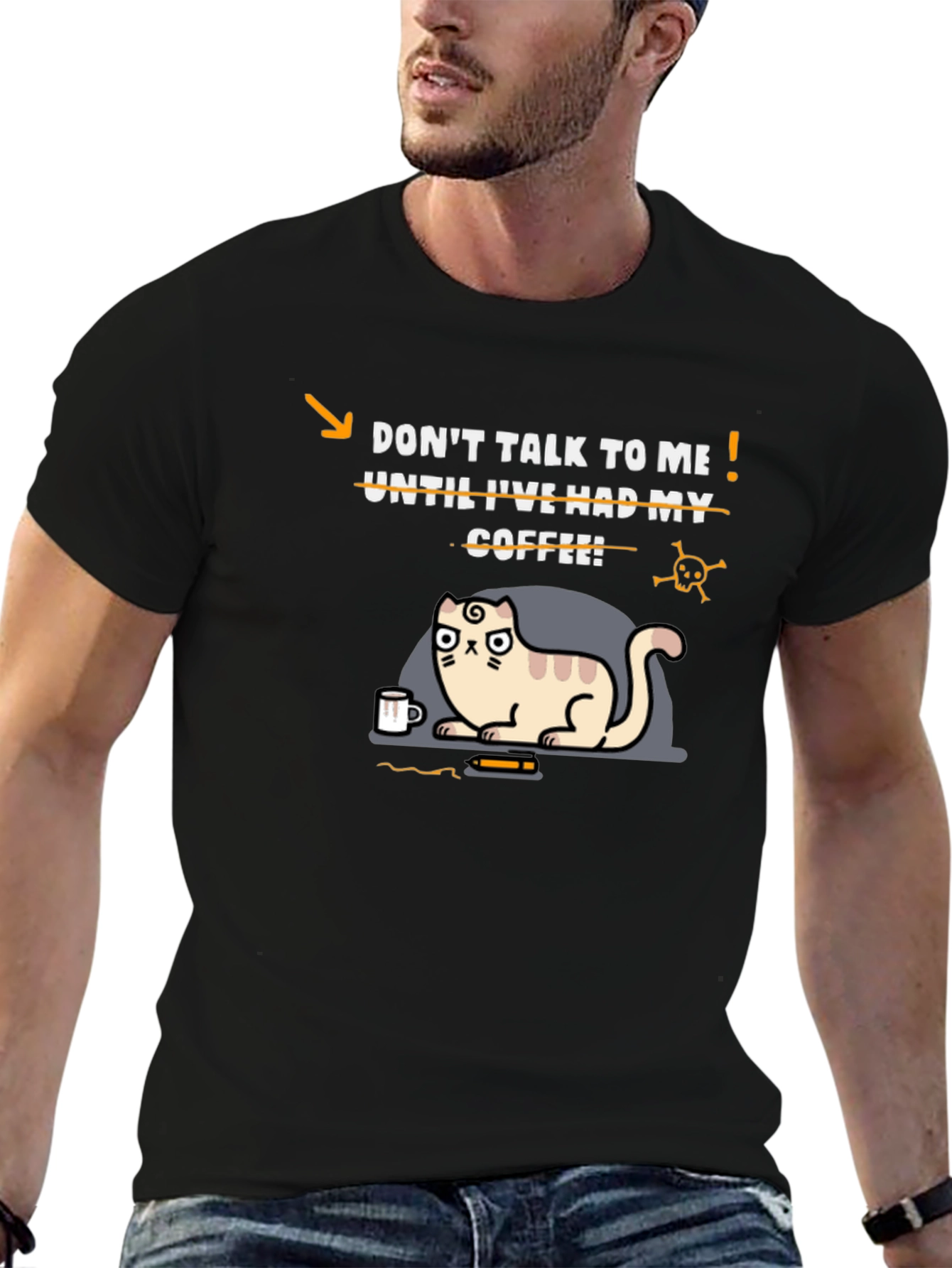 Coffee Cat T-Shirt - Funny Graphic Tee