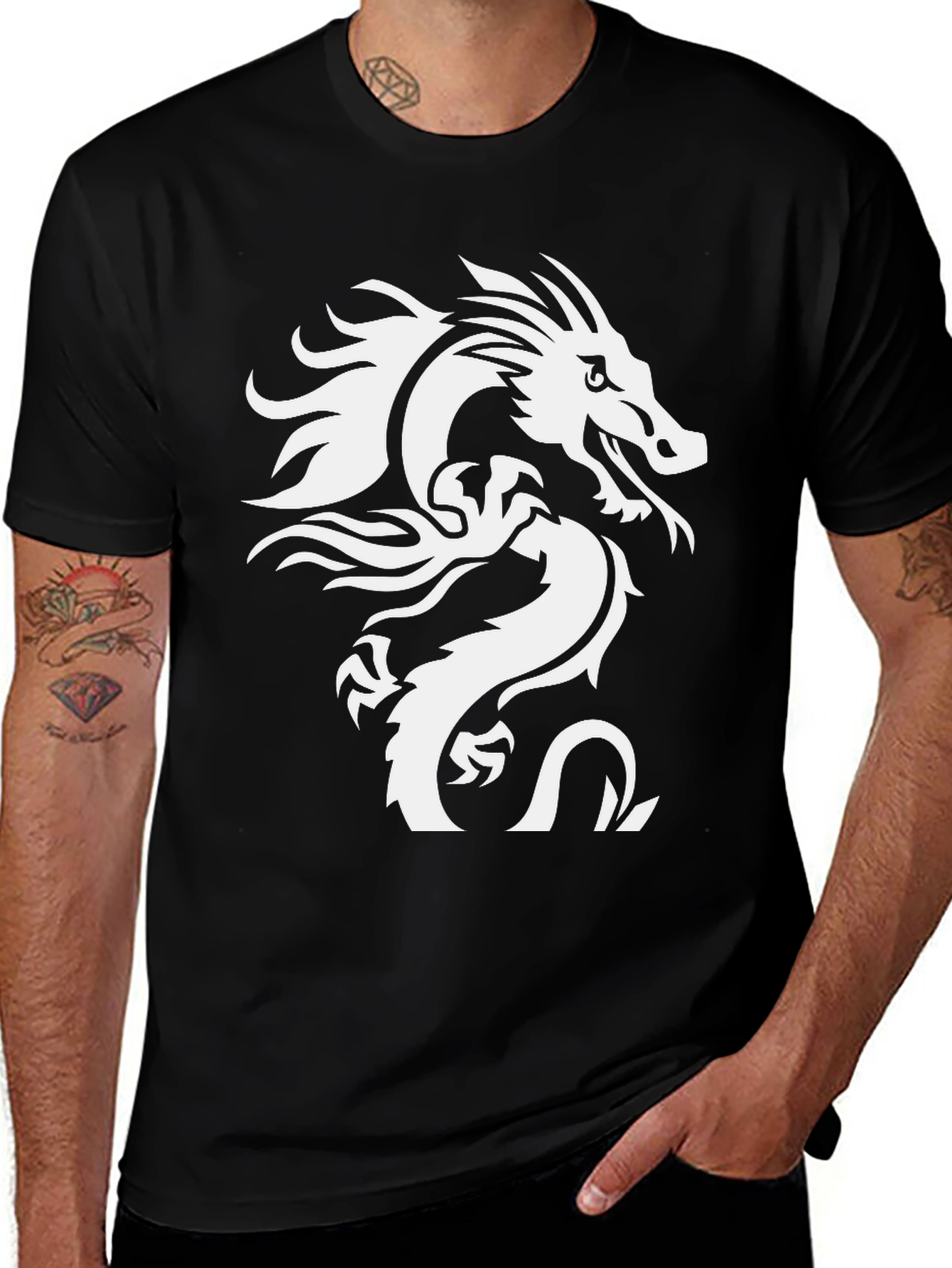 Dragon Graphic Tee - Stylish Black Cotton T-Shirt