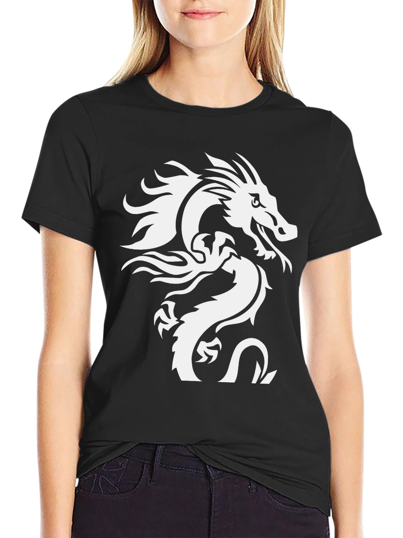 Dragon Graphic Tee - Stylish Black Cotton T-Shirt