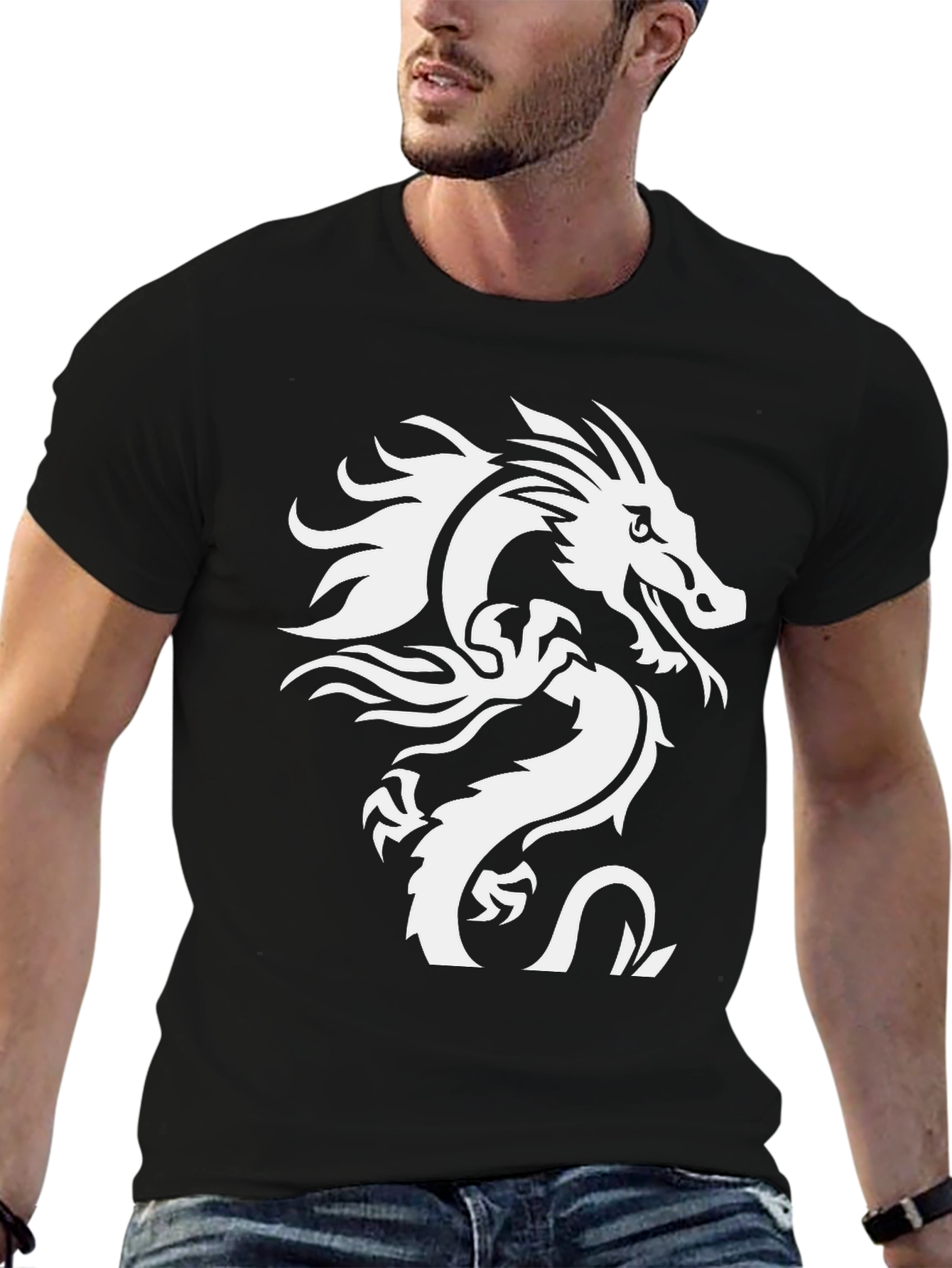 Dragon Graphic Tee - Stylish Black Cotton T-Shirt