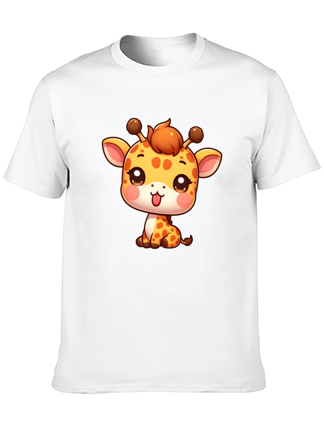 Cute Giraffe Cartoon Black T-Shirt