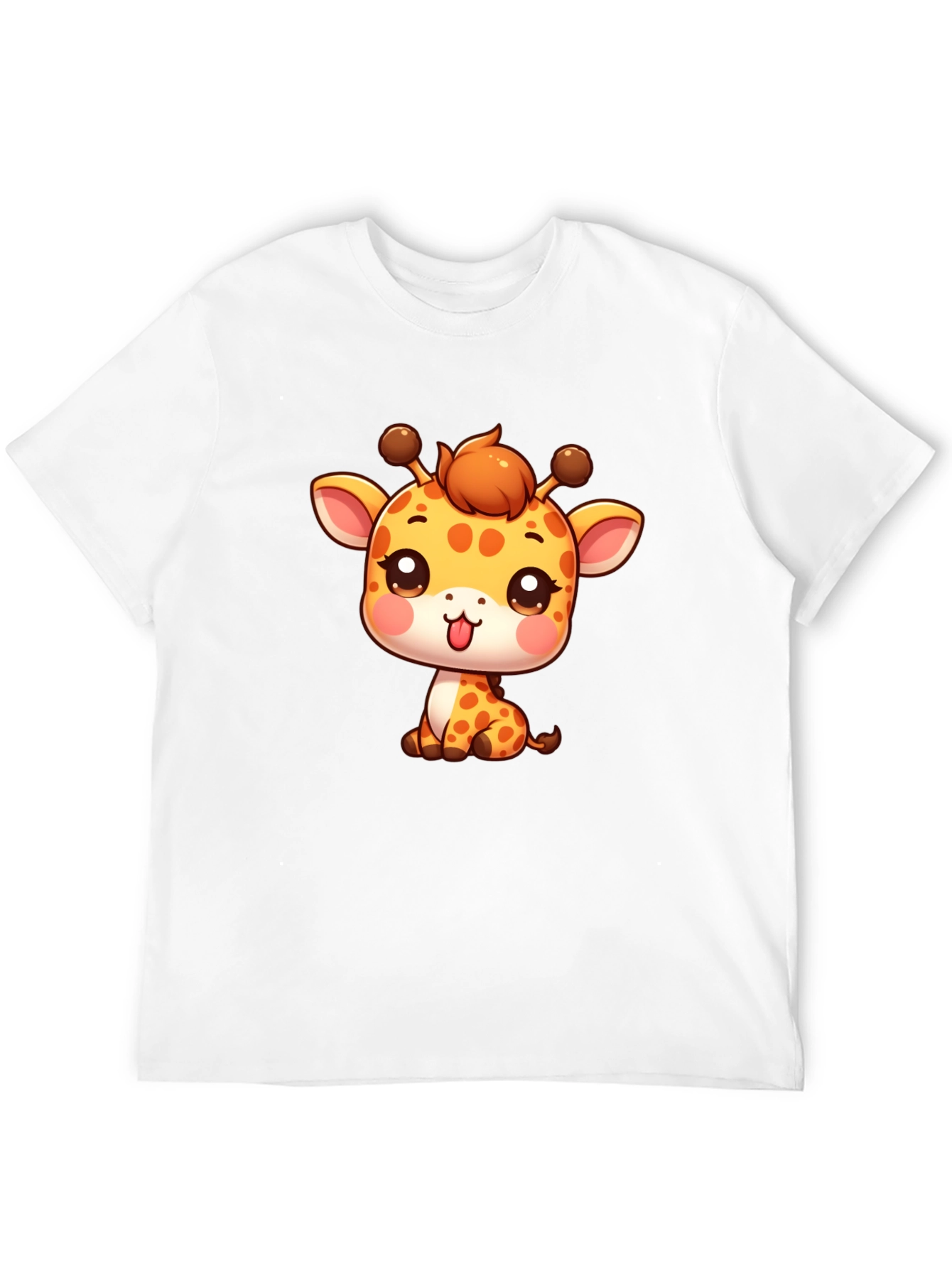 Cute Giraffe Cartoon Black T-Shirt