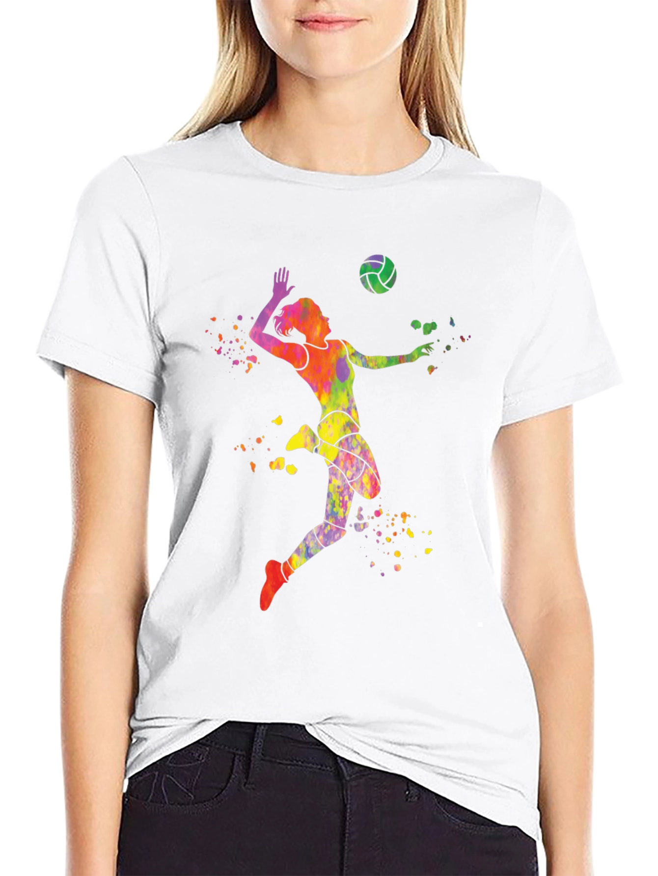 Volleyball Watercolor Graphic T-Shirt