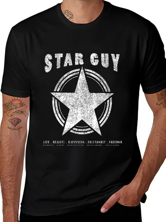 Star Guy Graphic T-Shirt - Black Crew Neck Tee