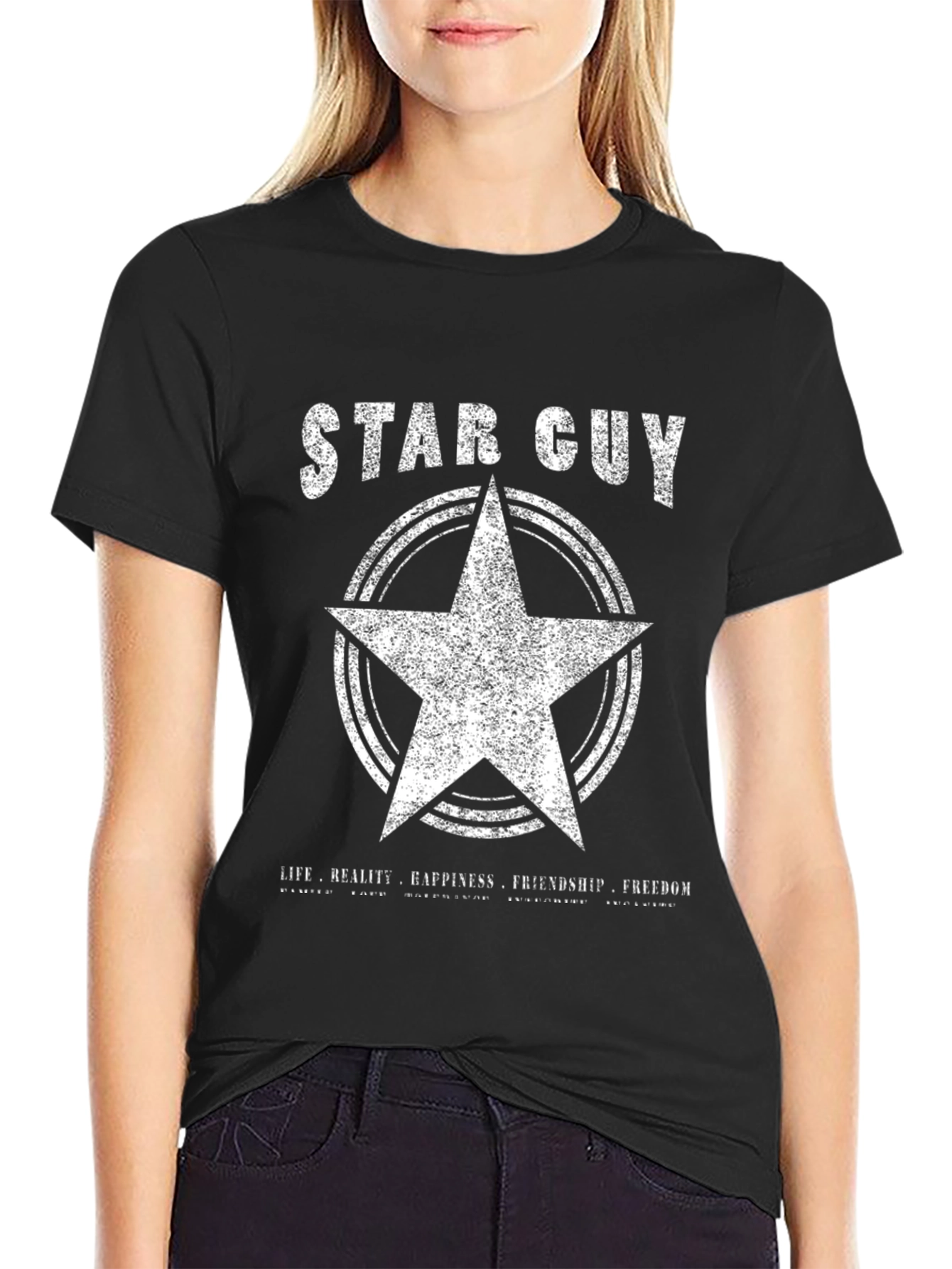 Star Guy Graphic T-Shirt - Black Crew Neck Tee