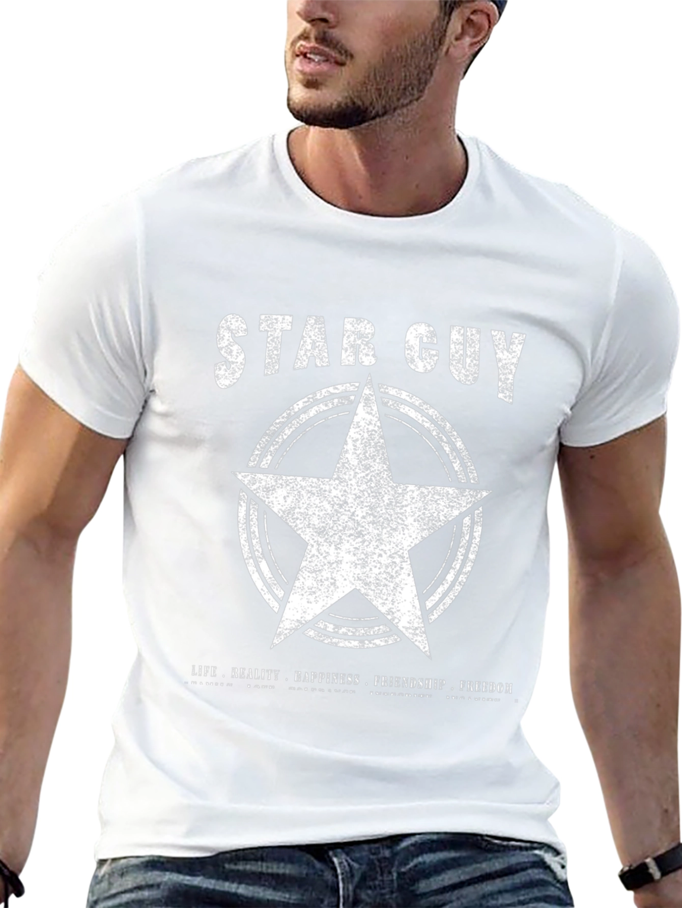 Star Guy Graphic T-Shirt - Black Crew Neck Tee