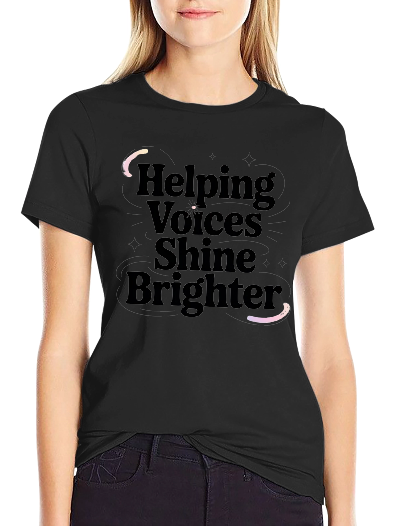 Helping Voices Shine Brighter Black T-Shirt