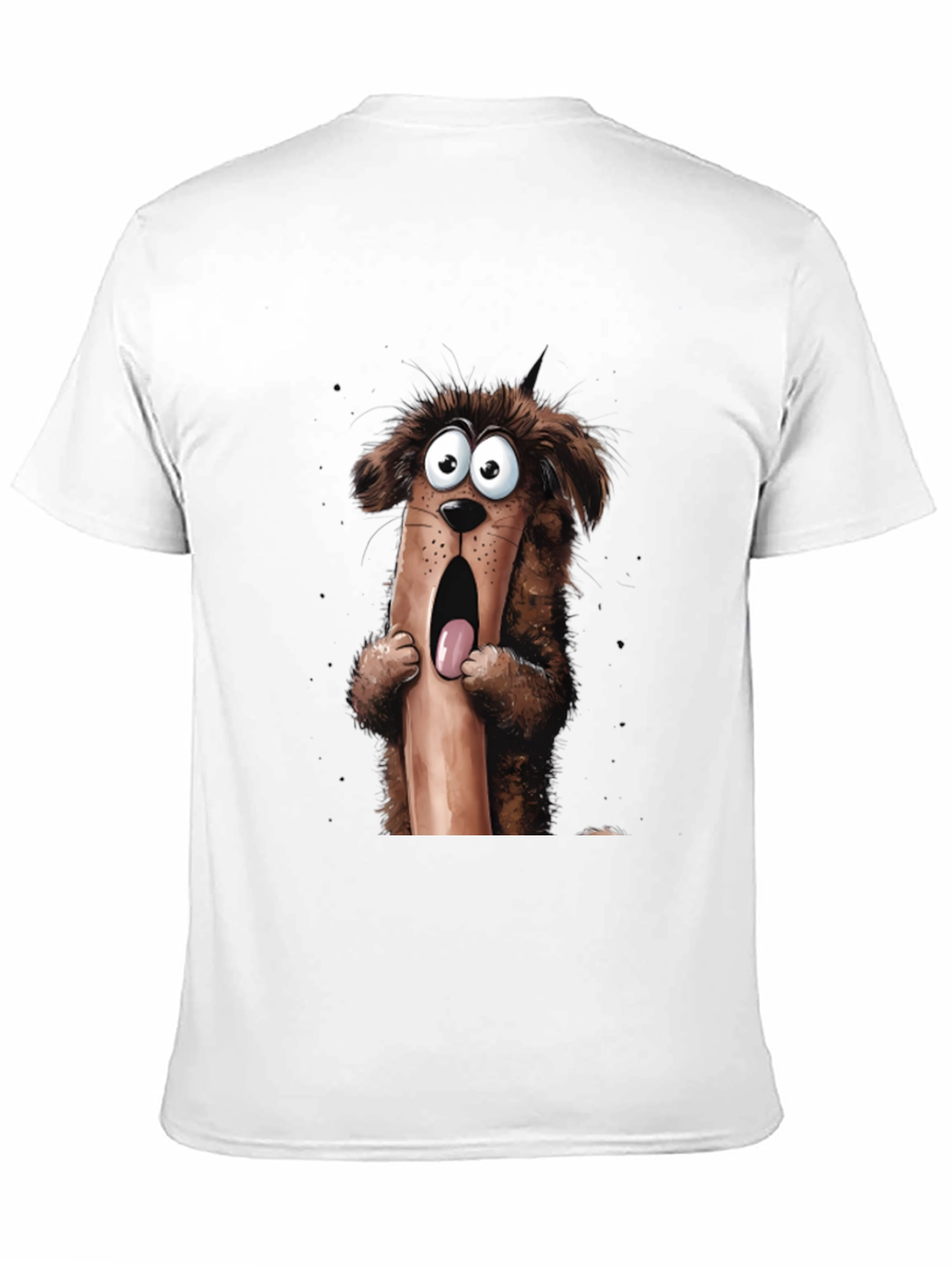 Cartoon Dog Graphic T-Shirt Mens Black Tee