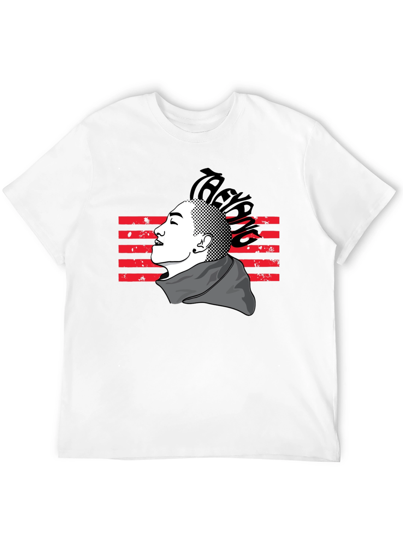 Mens Black T-Shirt with Artistic Graphic Design