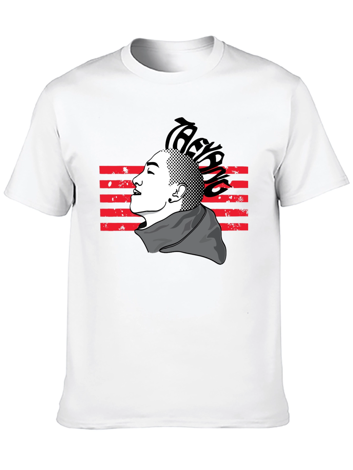 Mens Black T-Shirt with Artistic Graphic Design