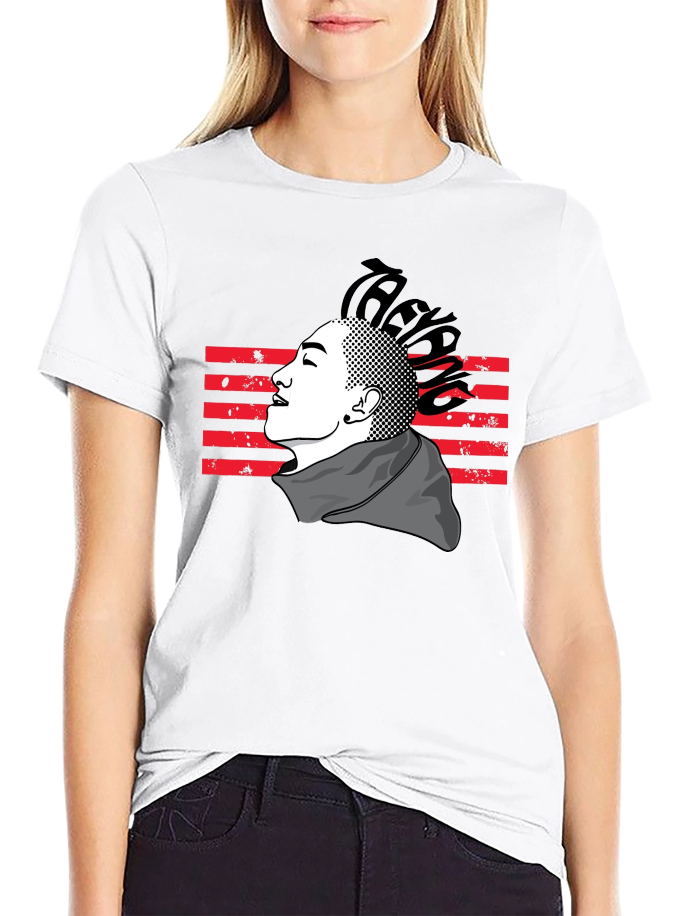 Mens Black T-Shirt with Artistic Graphic Design