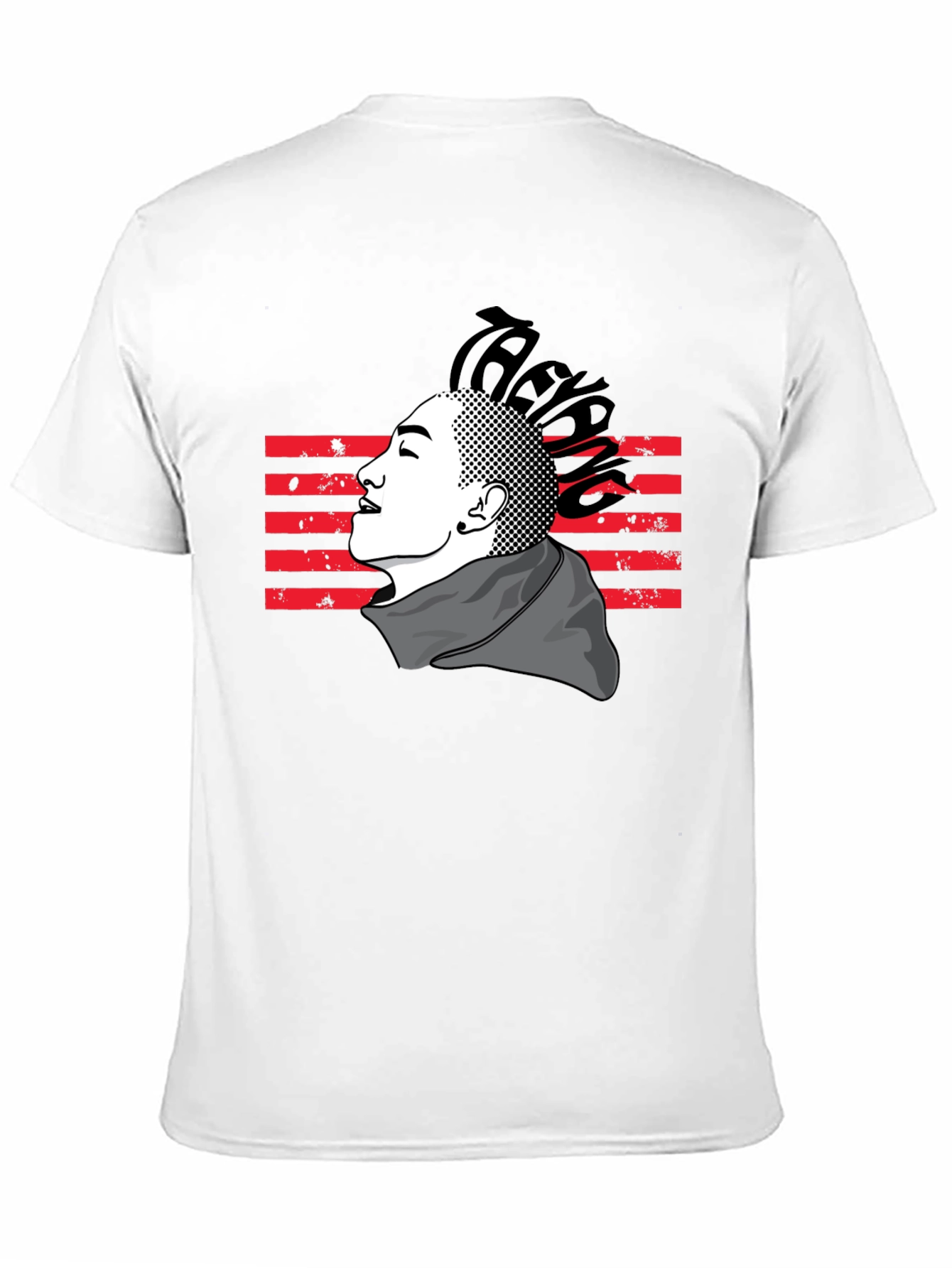 Mens Black T-Shirt with Artistic Graphic Design