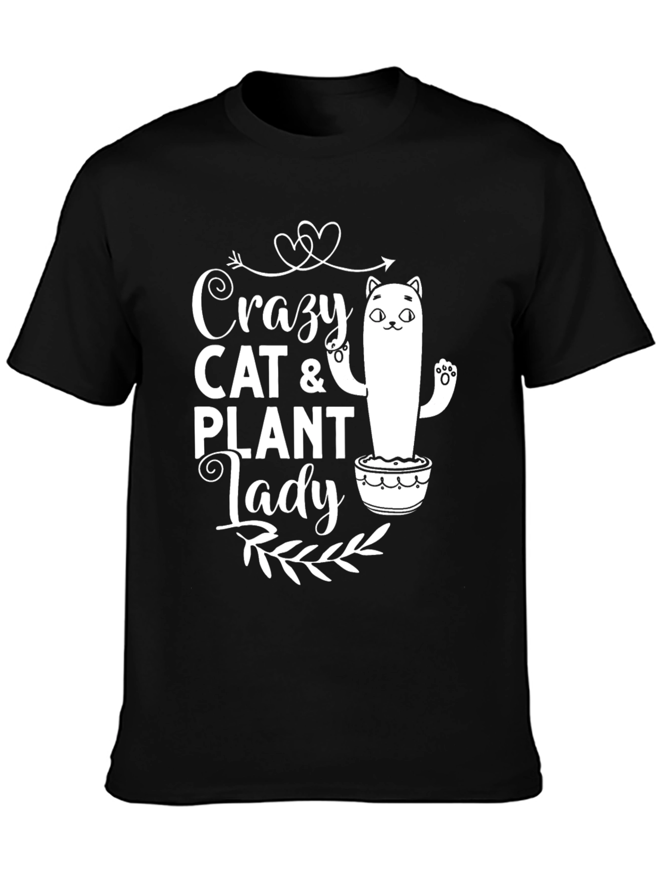 Crazy Cat & Plant Lady Graphic T-Shirt