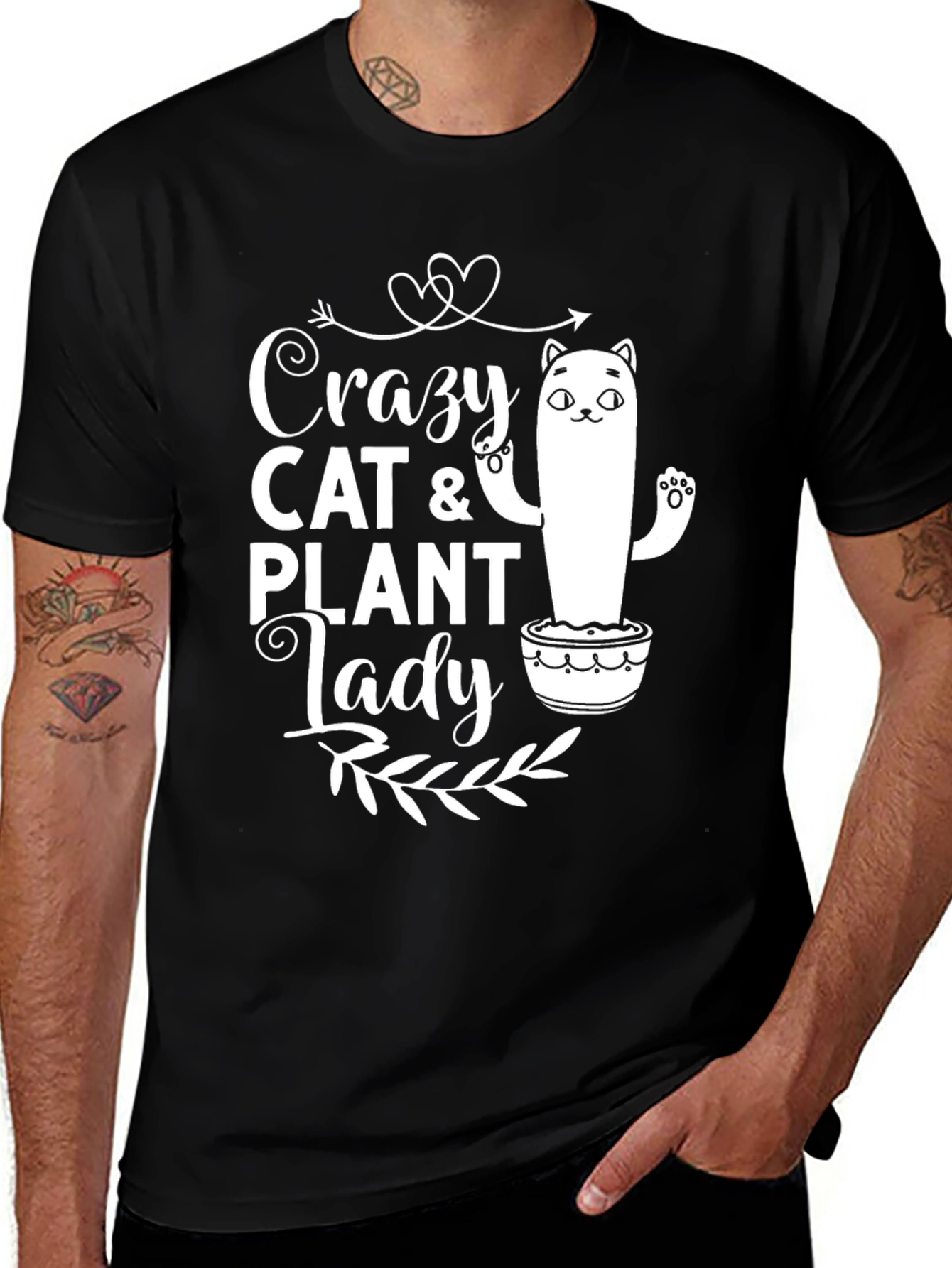 Crazy Cat & Plant Lady Graphic T-Shirt