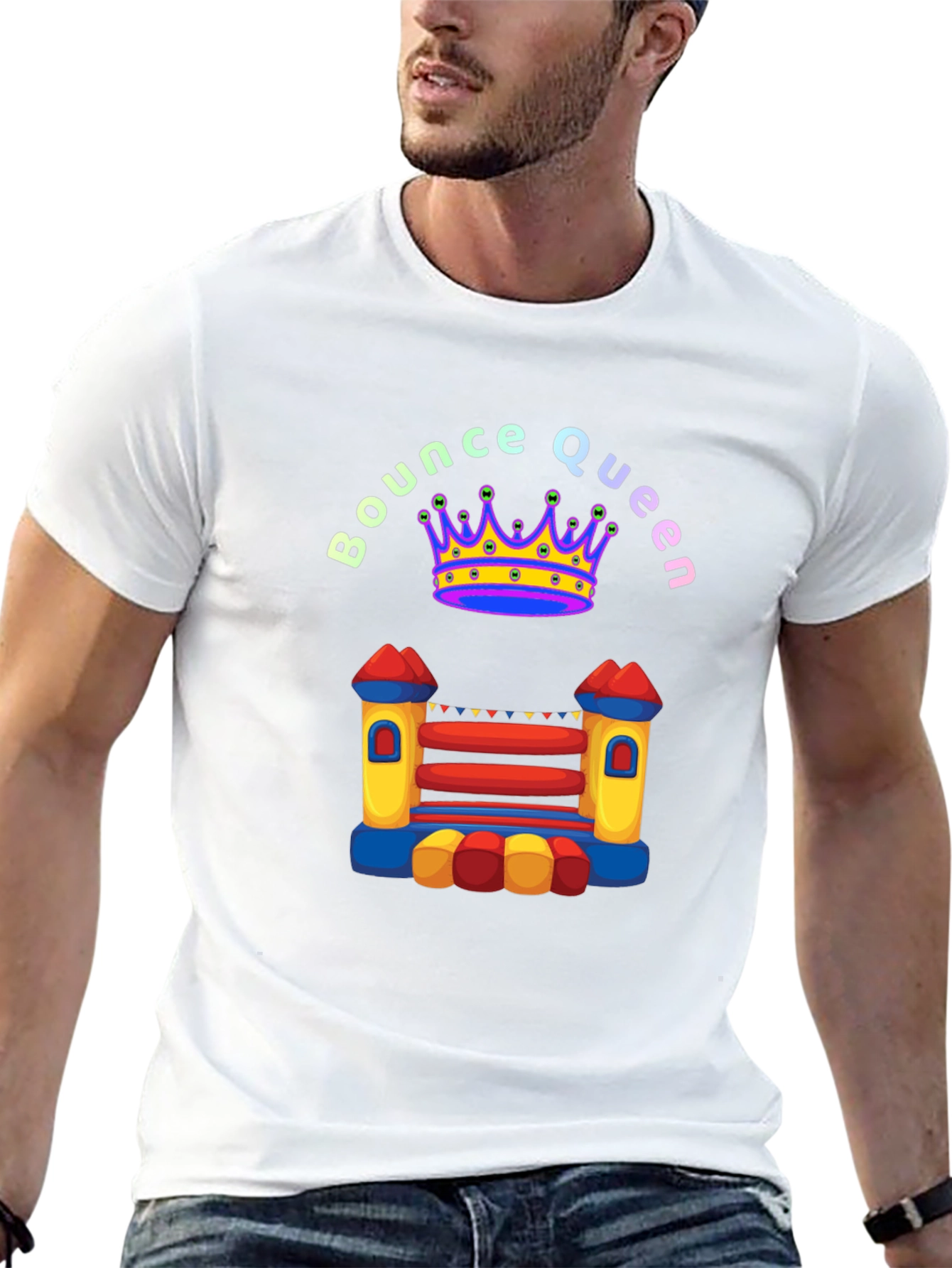 Bounce Queen Black T-Shirt - Bouncy Castle Design