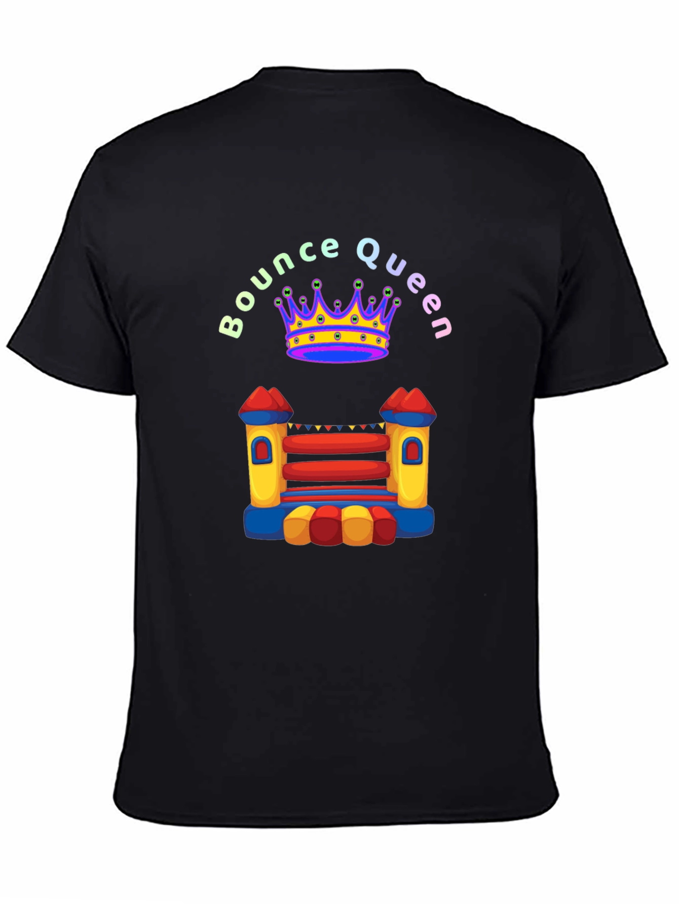 Bounce Queen Black T-Shirt - Bouncy Castle Design