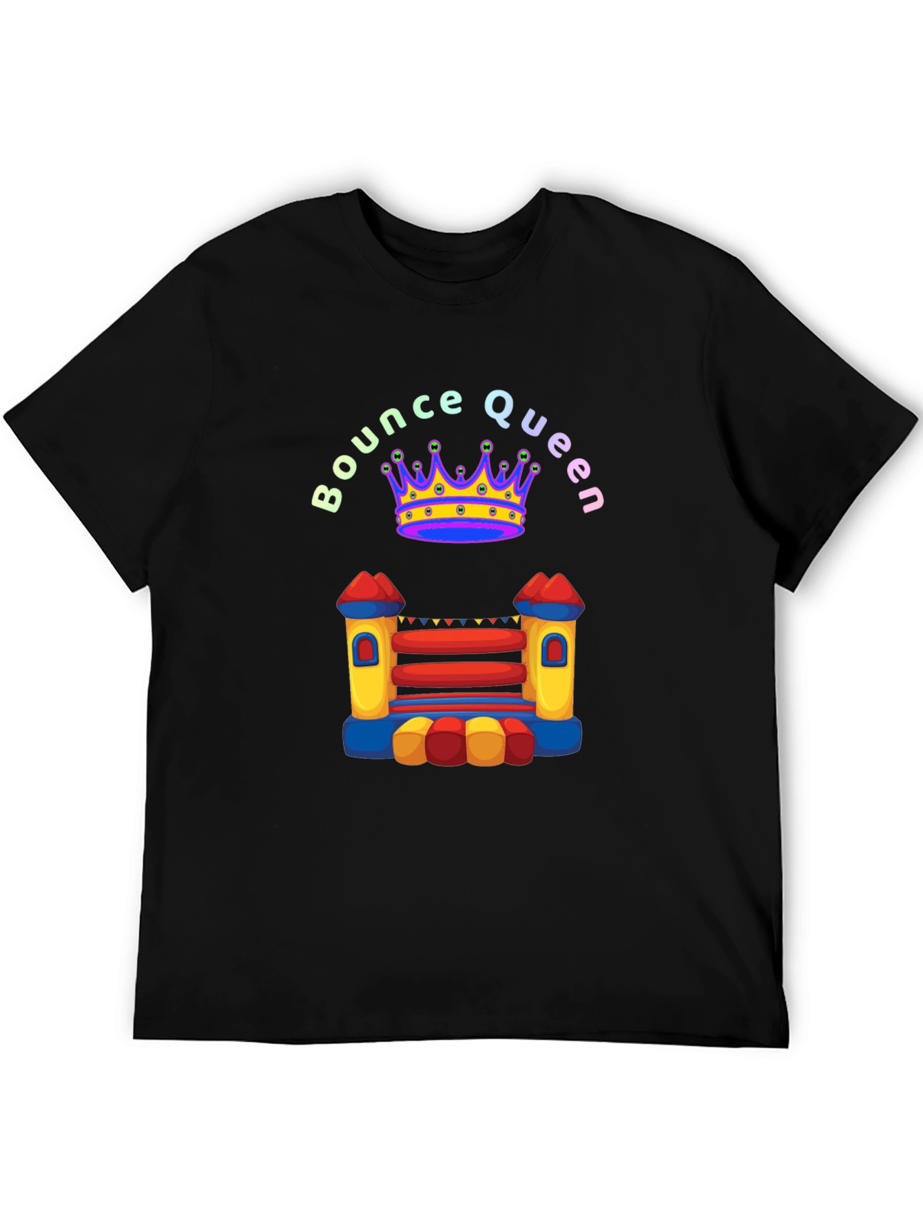 Bounce Queen Black T-Shirt - Bouncy Castle Design