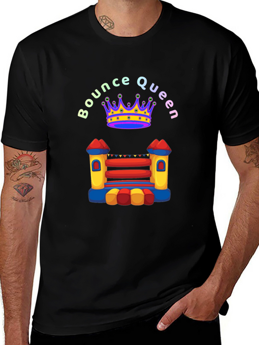 Bounce Queen Black T-Shirt - Bouncy Castle Design