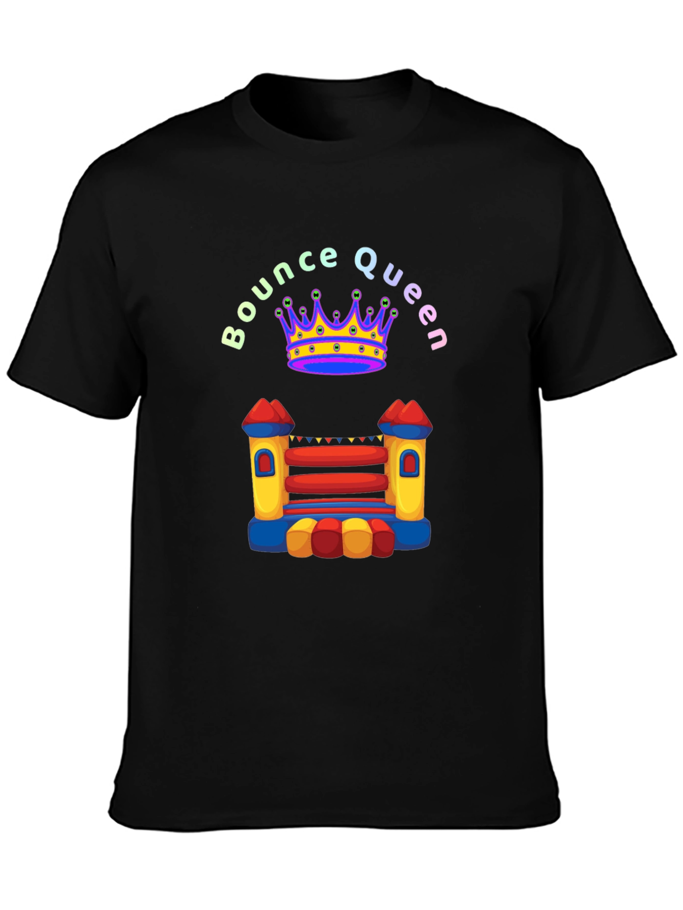 Bounce Queen Black T-Shirt - Bouncy Castle Design