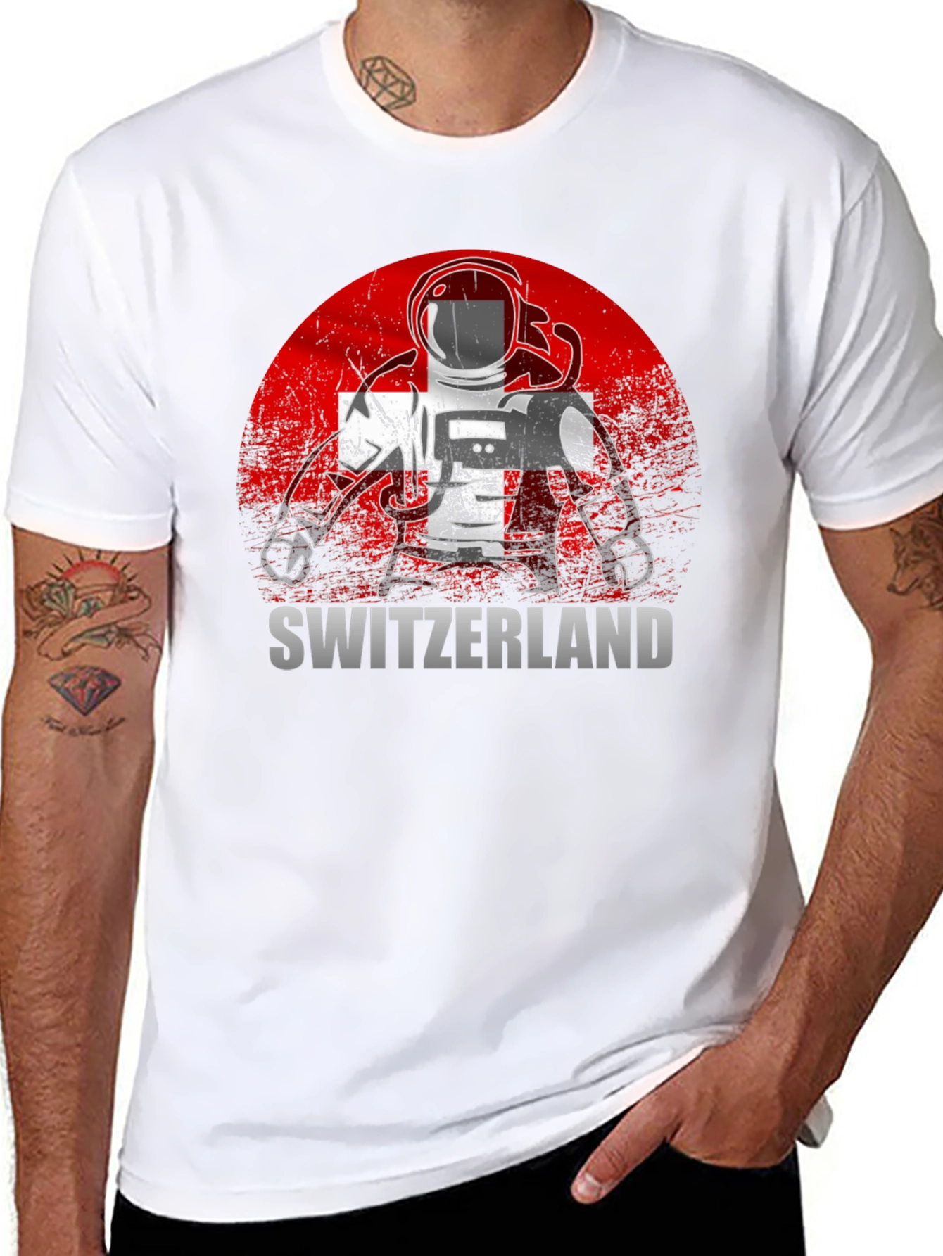 Switzerland Astronaut Graphic Tee