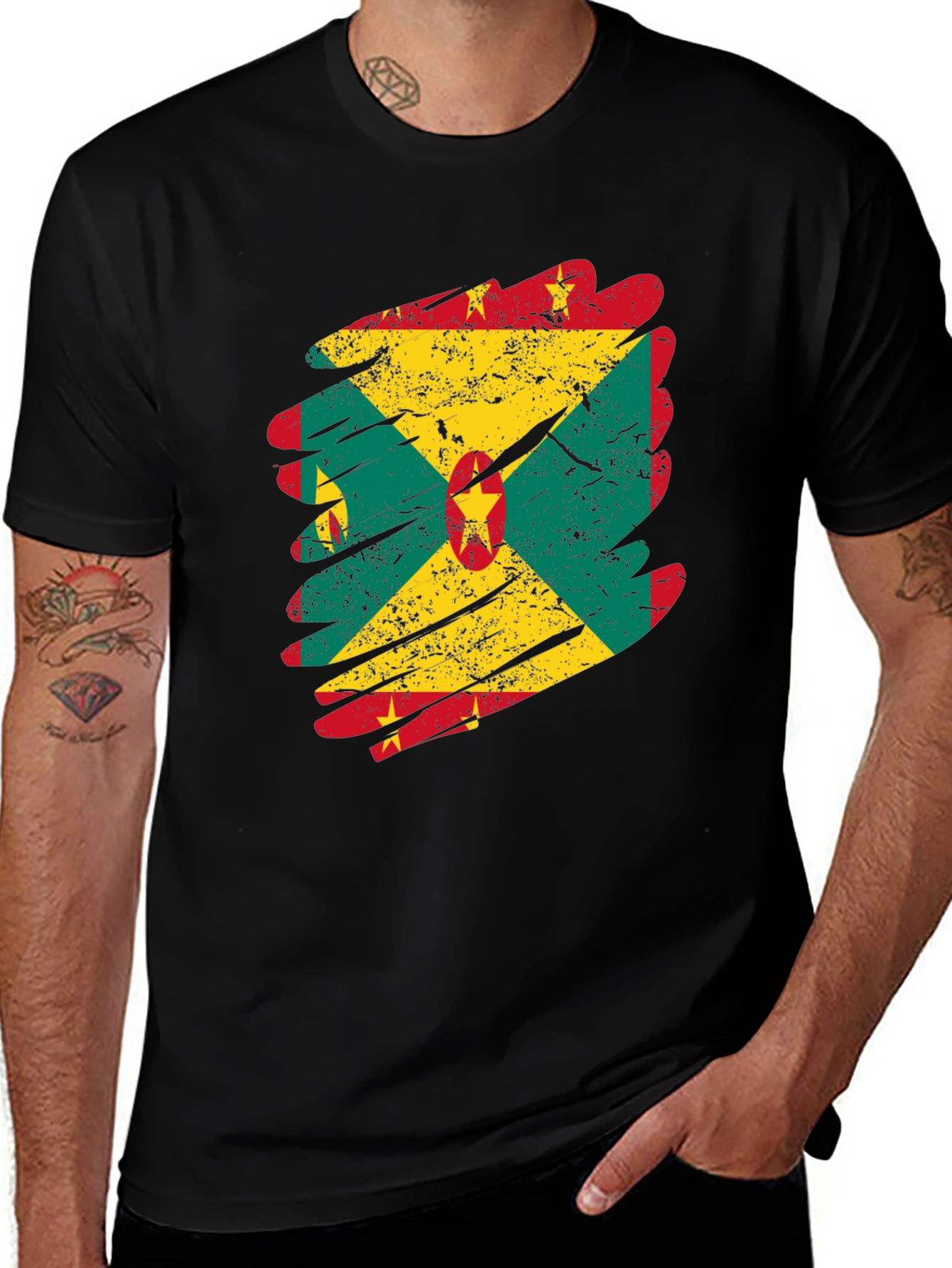 Grenada Flag Grunge T-Shirt - National Pride Tee