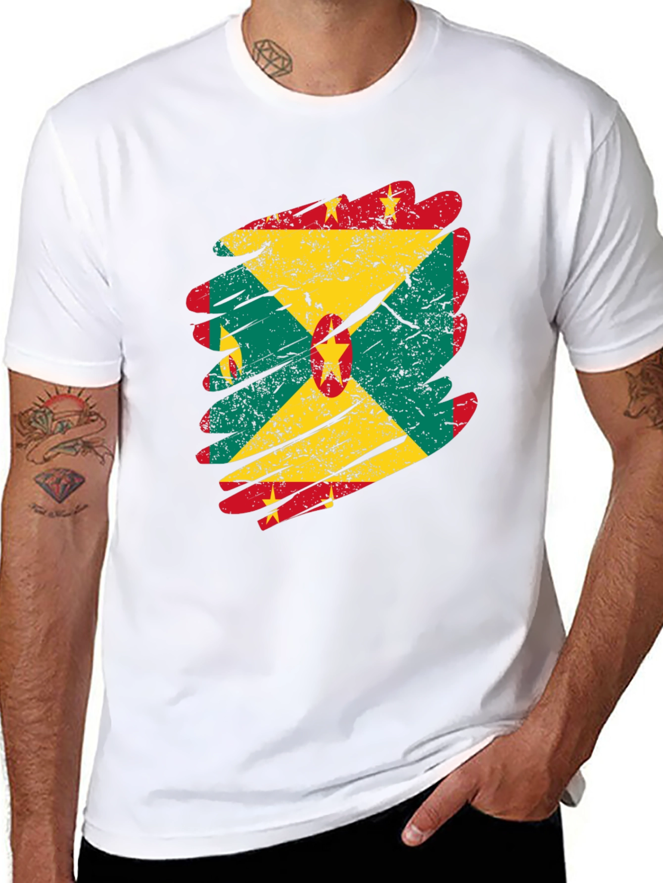 Grenada Flag Grunge T-Shirt - National Pride Tee