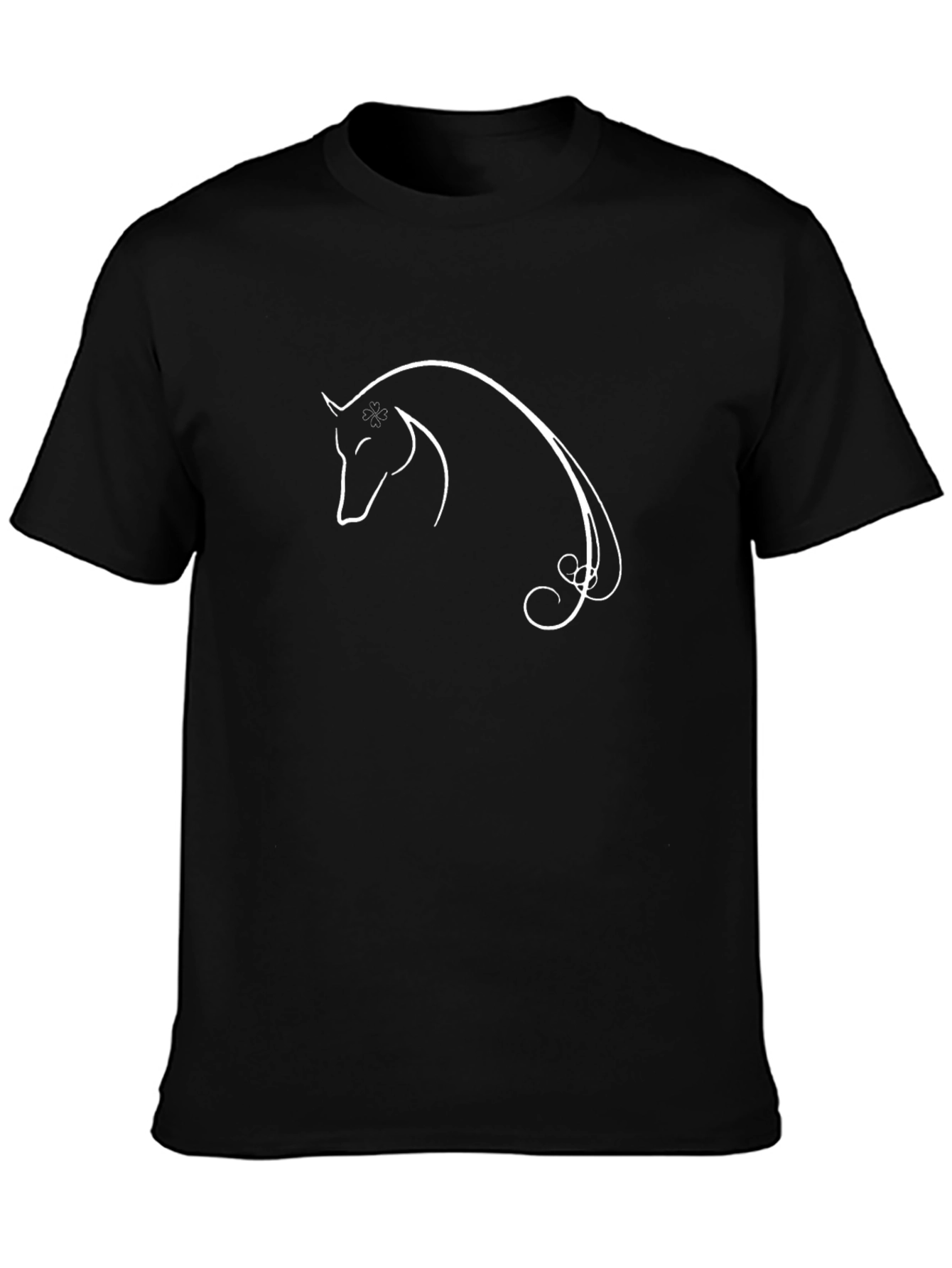 Elegant Horse Graphic Black T-Shirt