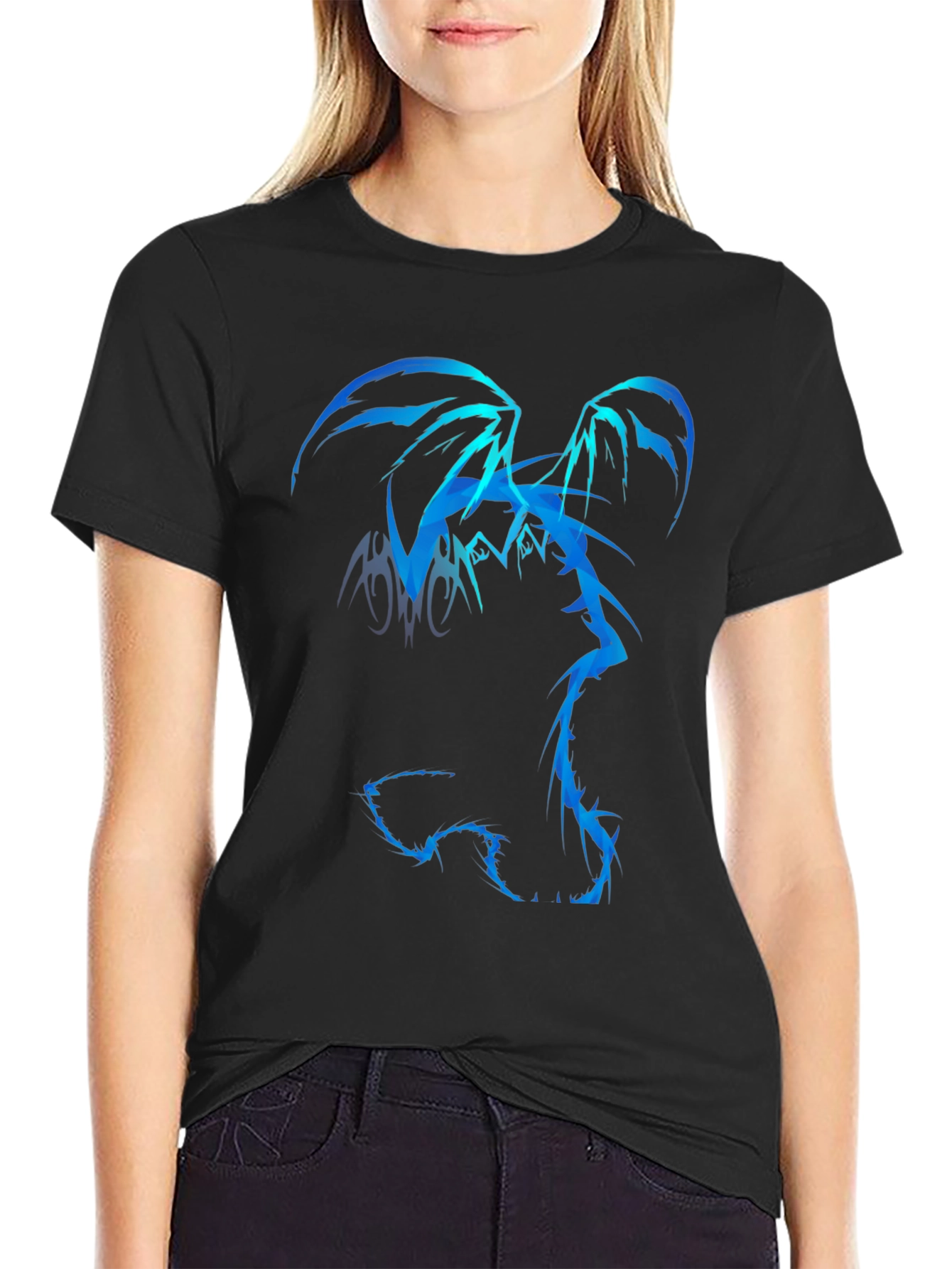 Abstract Blue Dragon Graphic Print T-Shirt