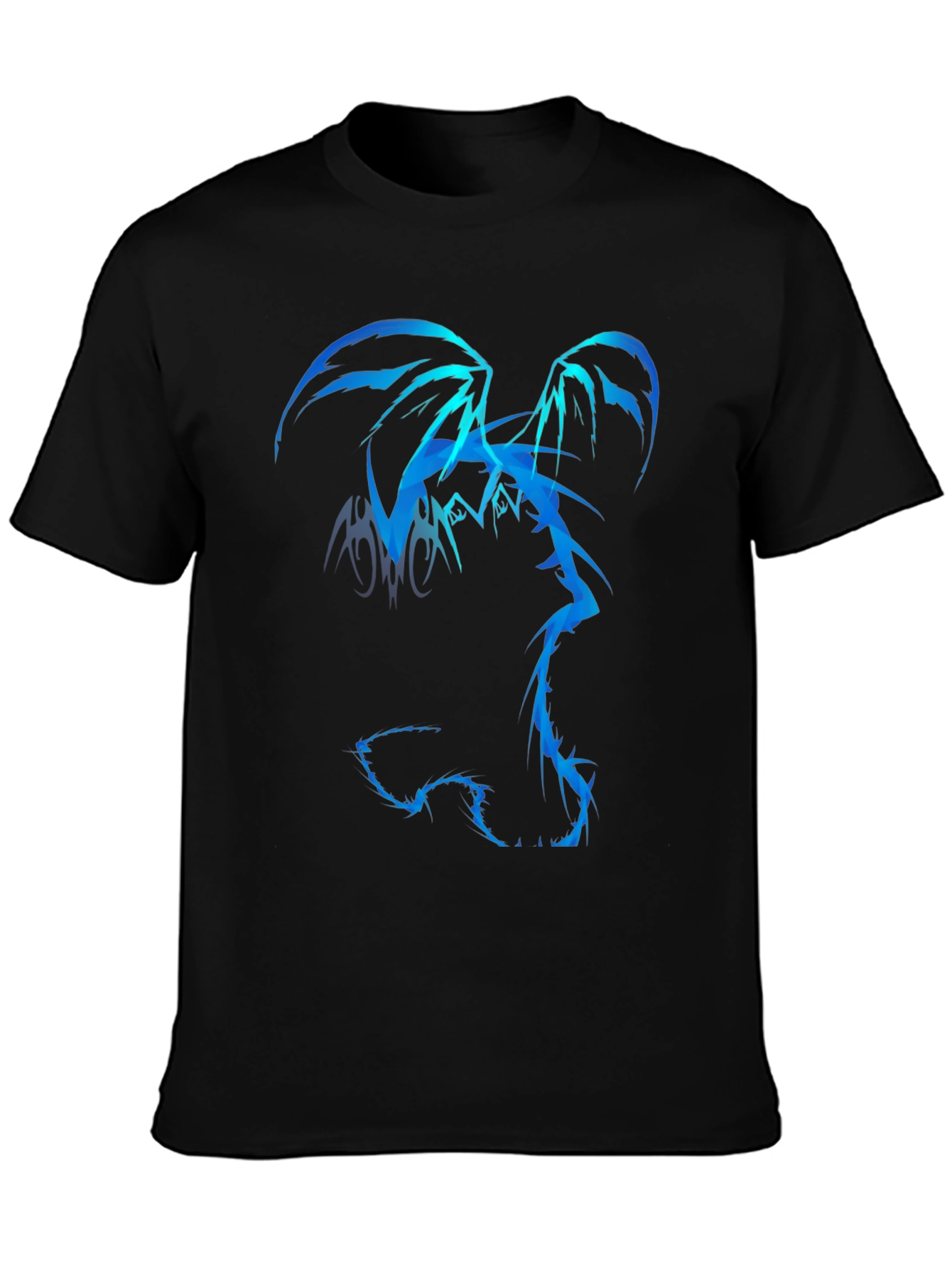Abstract Blue Dragon Graphic Print T-Shirt