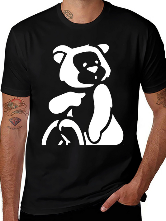 Black T-Shirt with Bear Graphic