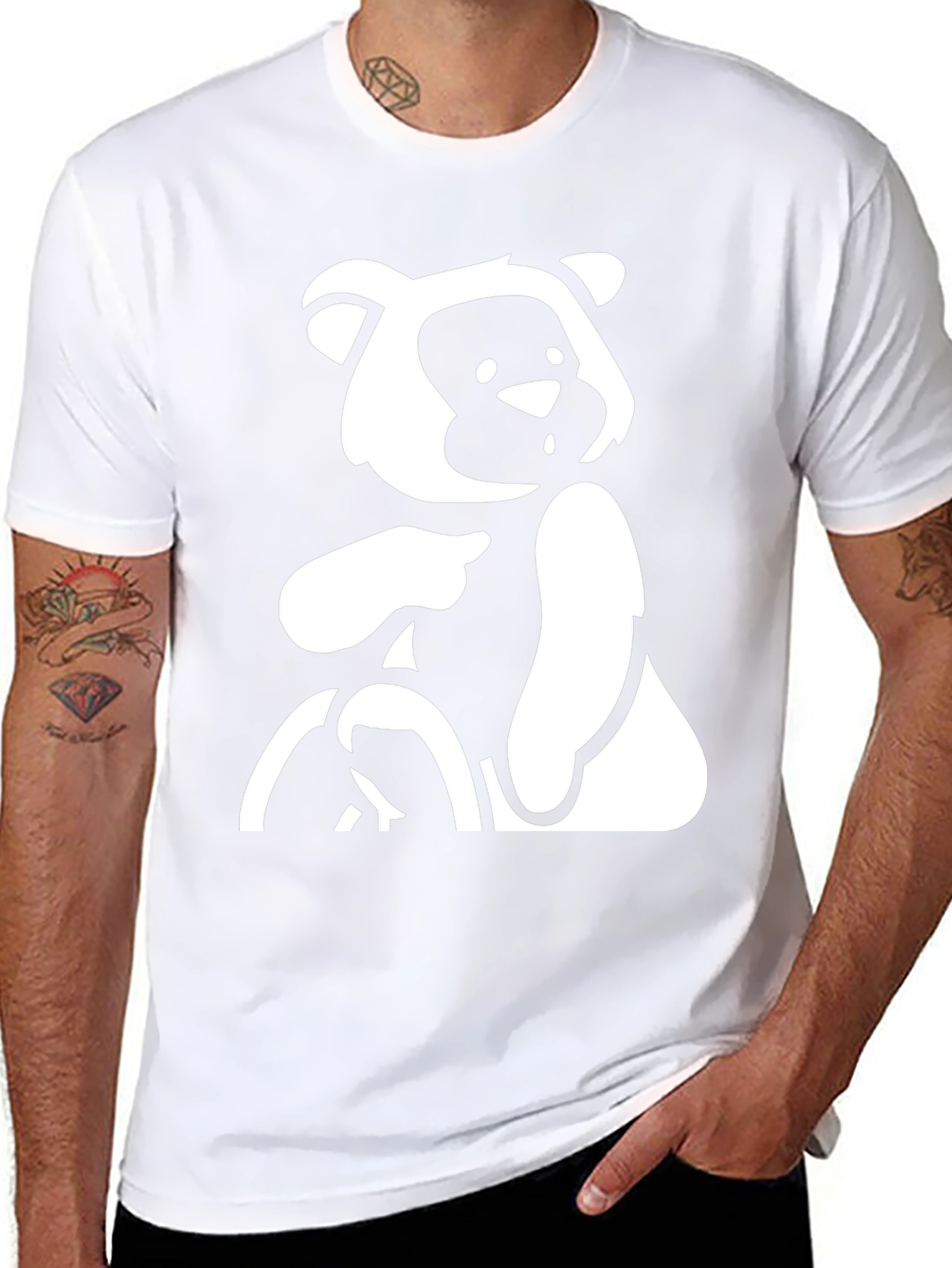Black T-Shirt with Bear Graphic