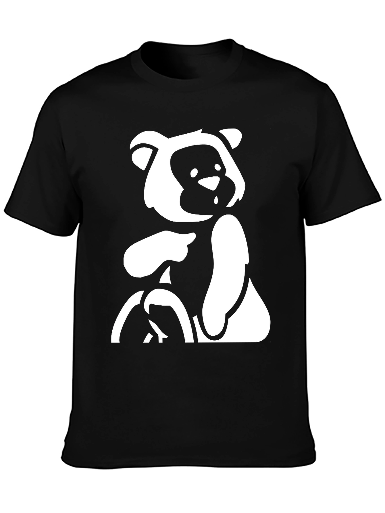 Black T-Shirt with Bear Graphic