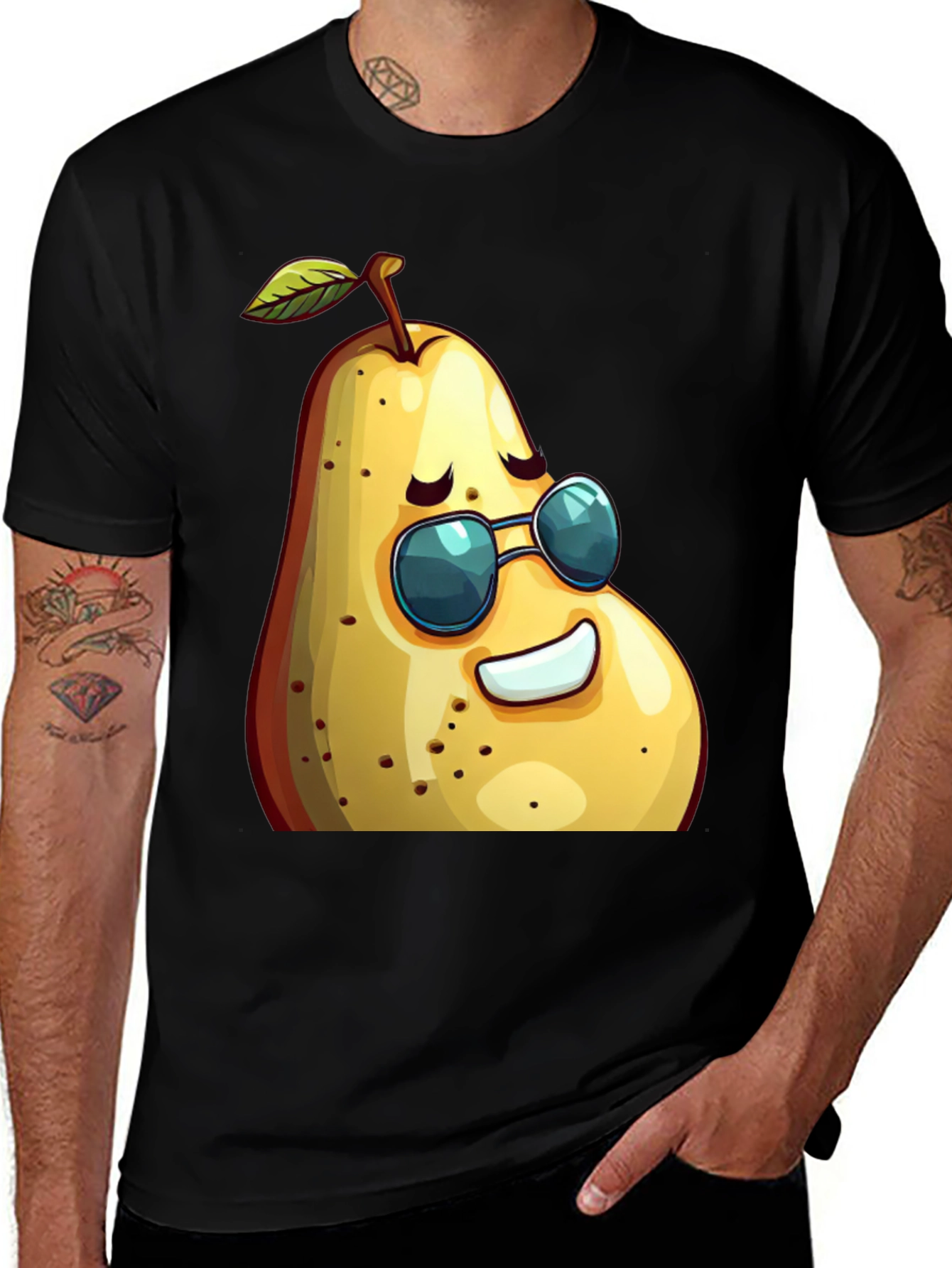 Cool Pear Graphic Tee - Unisex Black T-Shirt