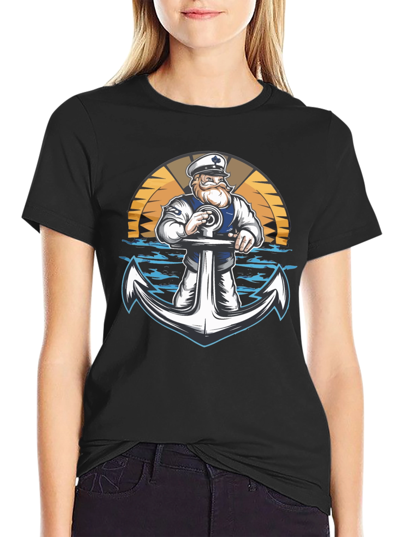 Nautical Sailor & Anchor Graphic T-Shirt