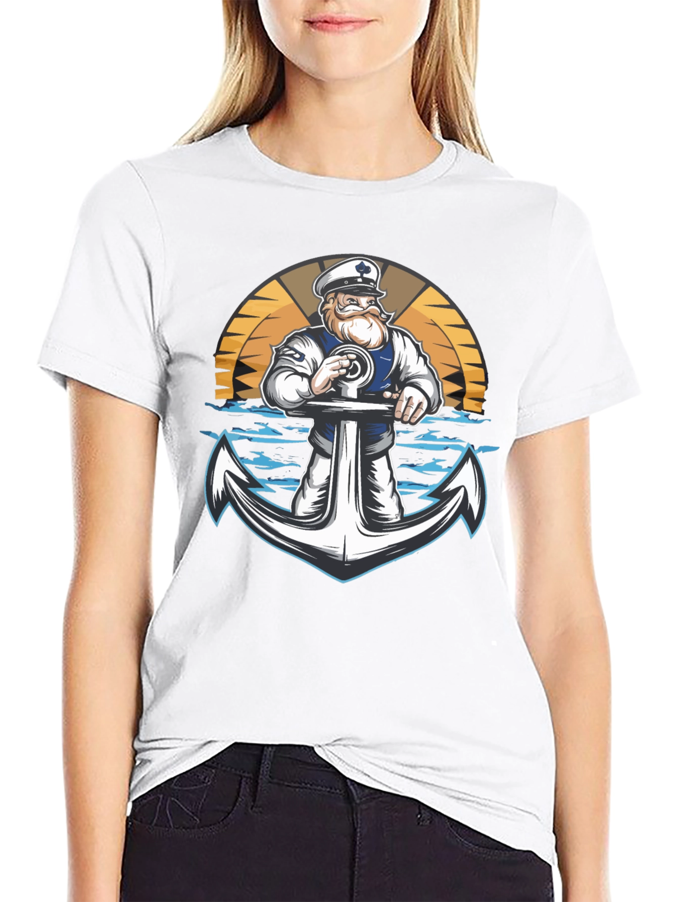 Nautical Sailor & Anchor Graphic T-Shirt