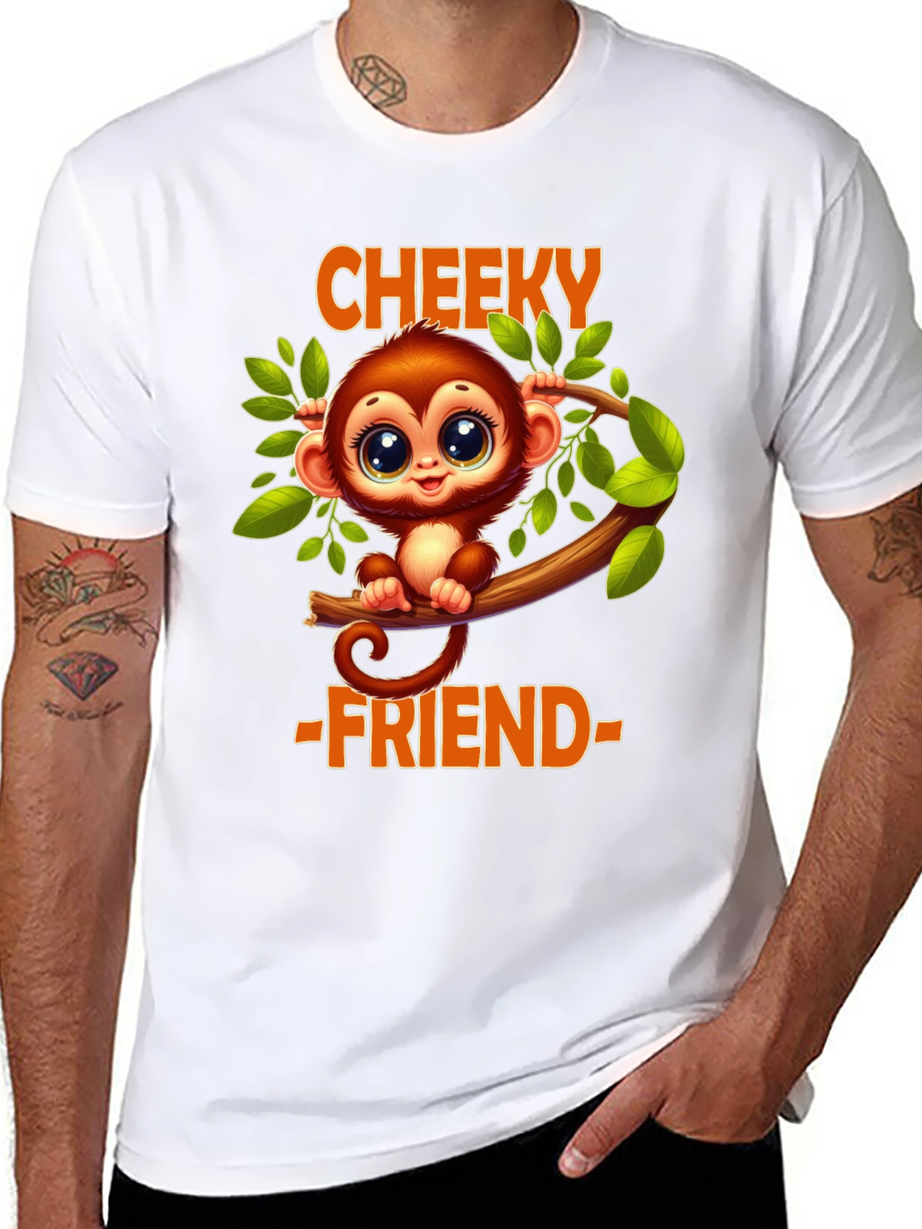 Cheeky Monkey Friend T-Shirt - Cute Cartoon Animal Tee