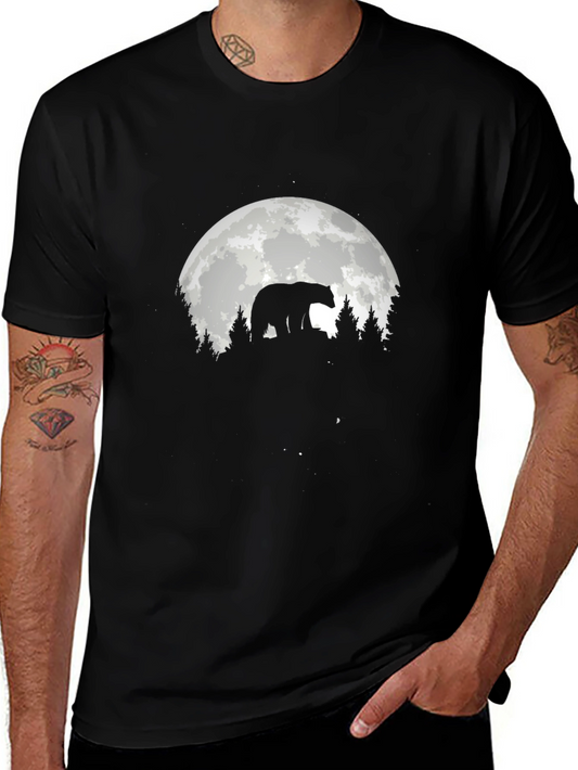 Bear Silhouette Moon Graphic T-Shirt