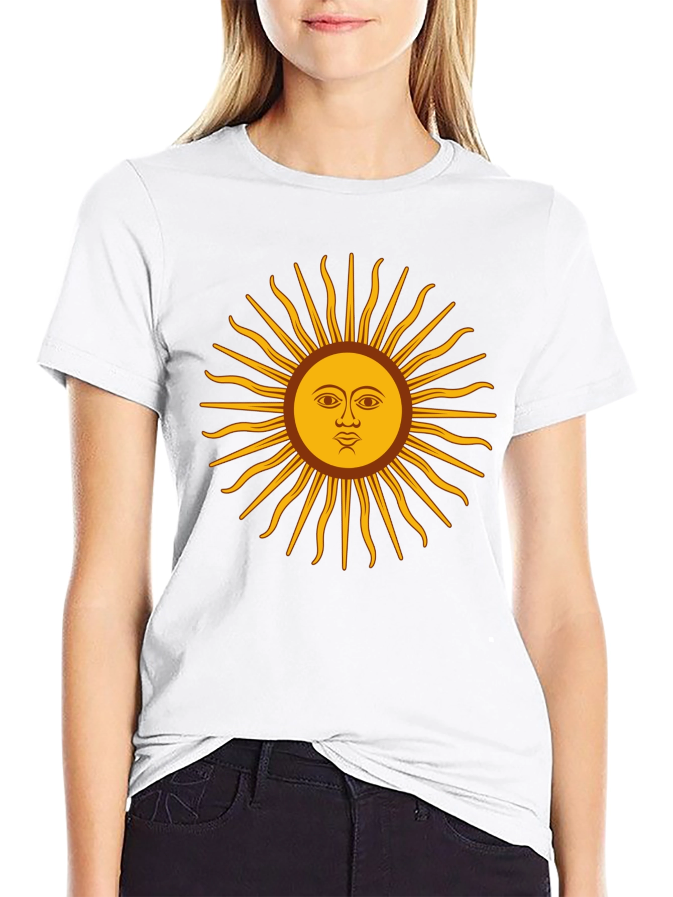 Sun Face Graphic Print Black T-Shirt