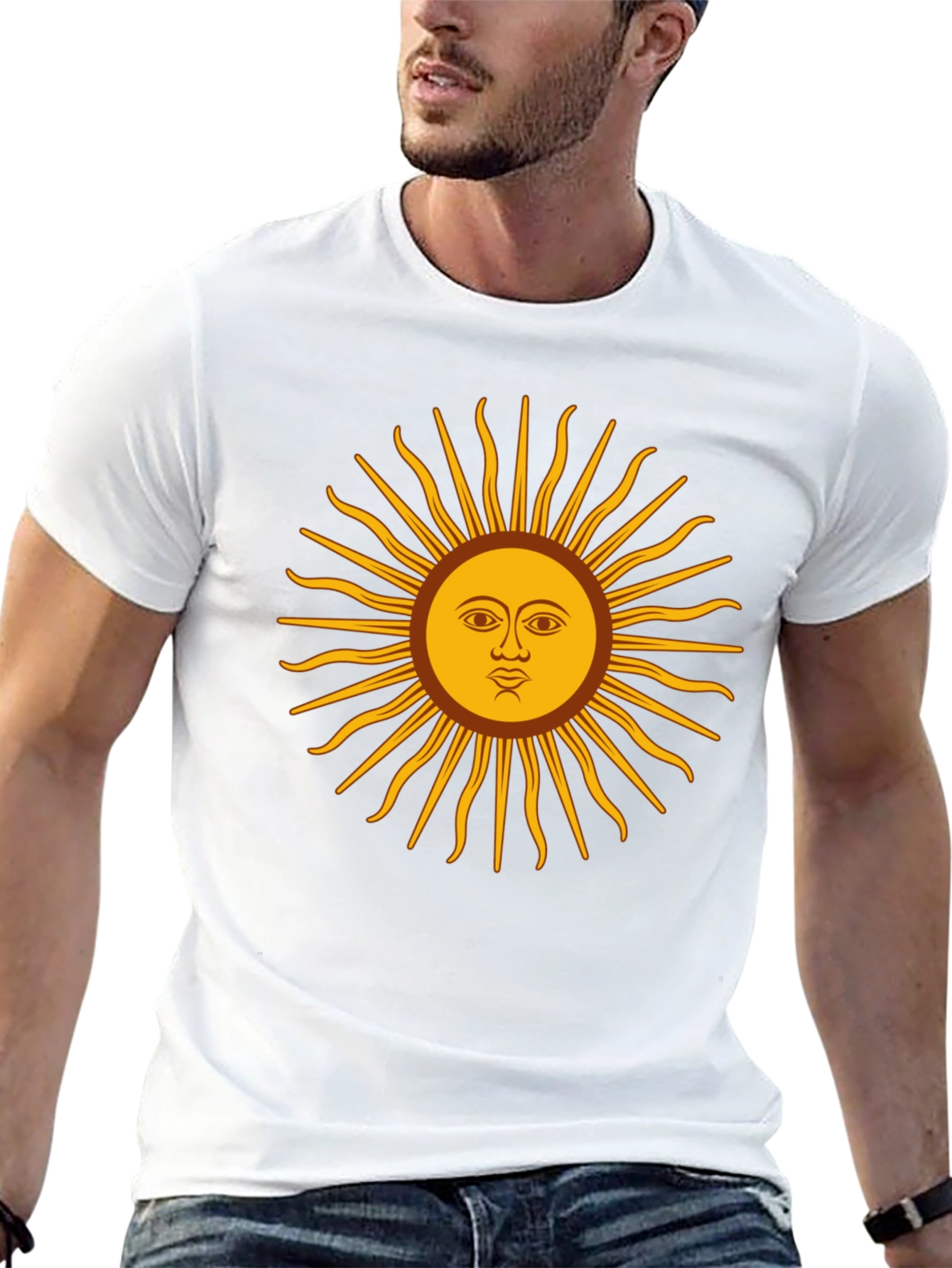 Sun Face Graphic Print Black T-Shirt