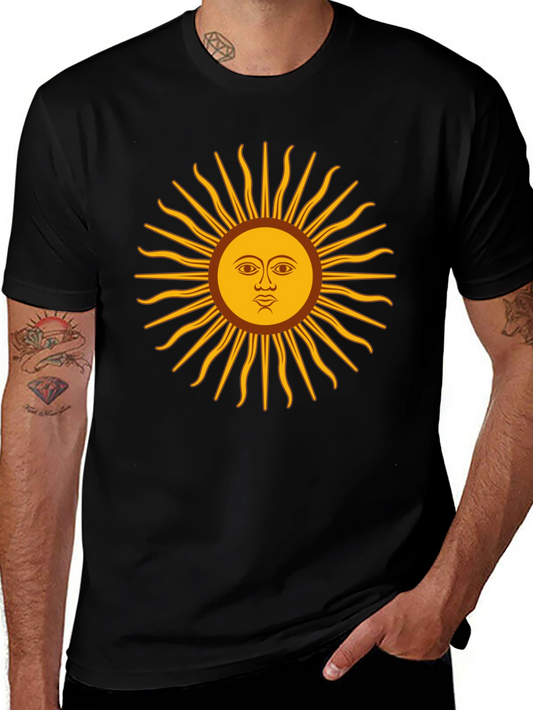 Sun Face Graphic Print Black T-Shirt