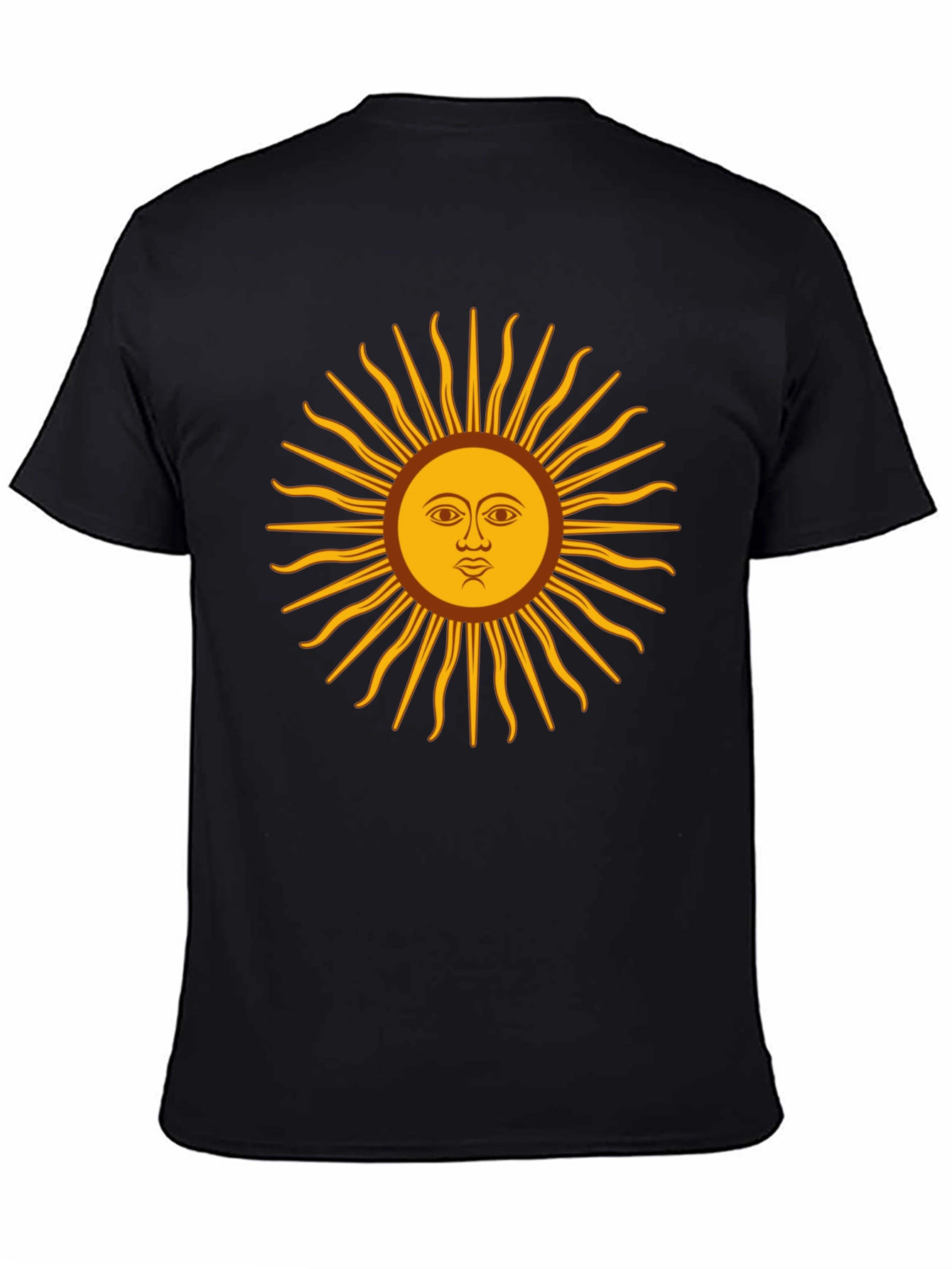 Sun Face Graphic Print Black T-Shirt