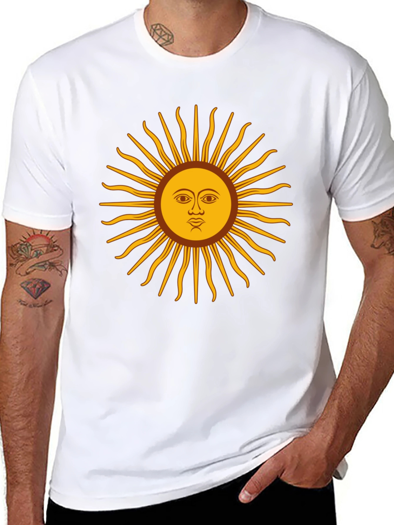 Sun Face Graphic Print Black T-Shirt