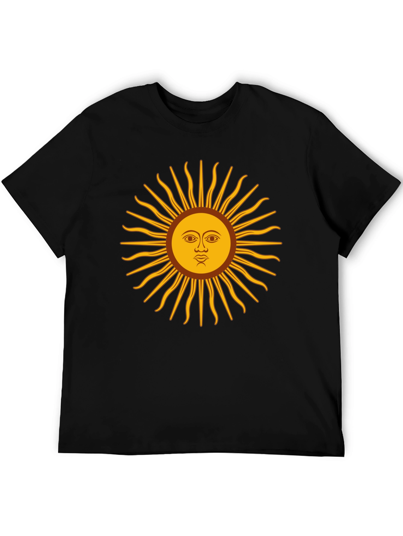 Sun Face Graphic Print Black T-Shirt