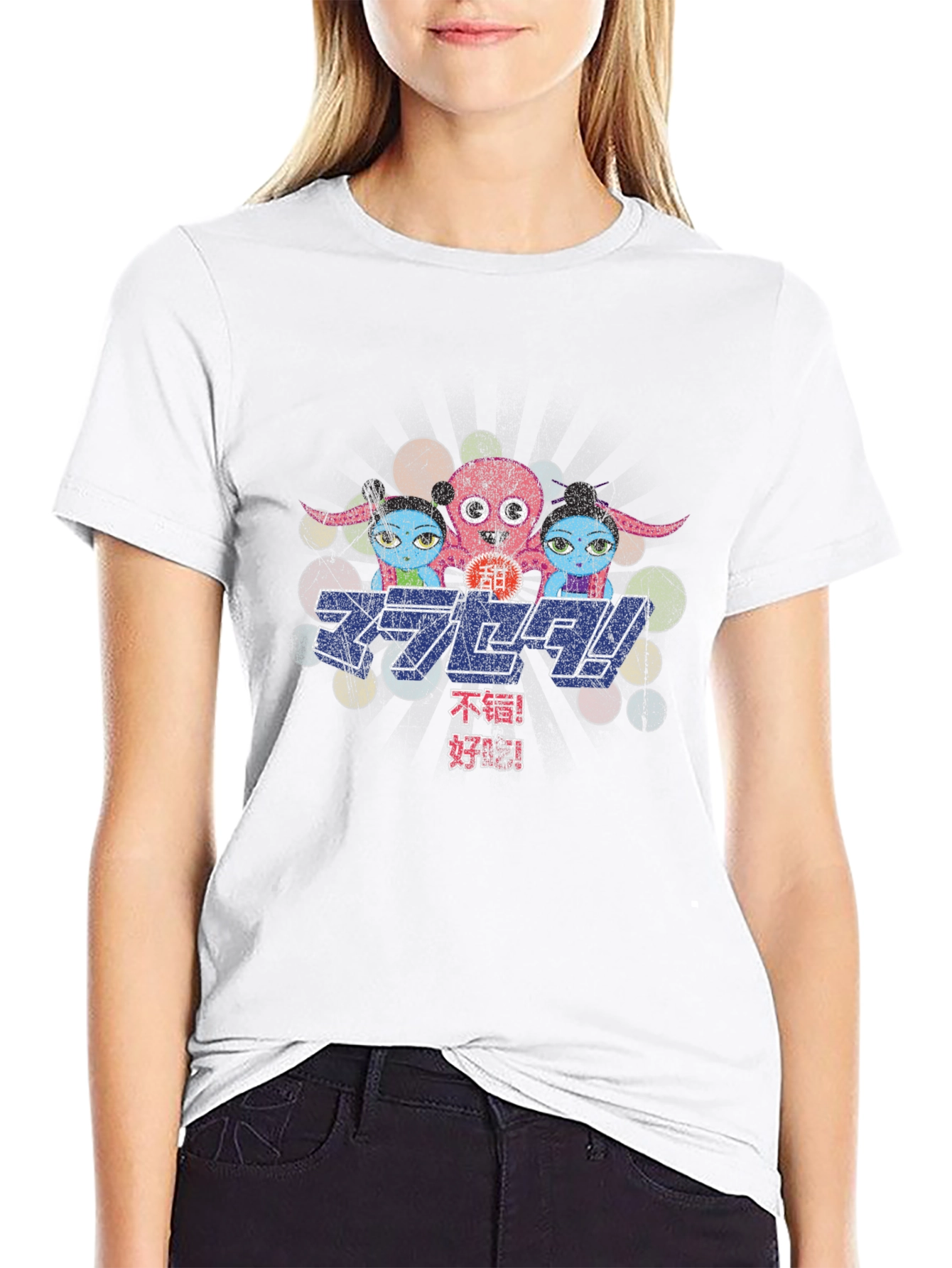 Retro Japanese Character T-Shirt - Black