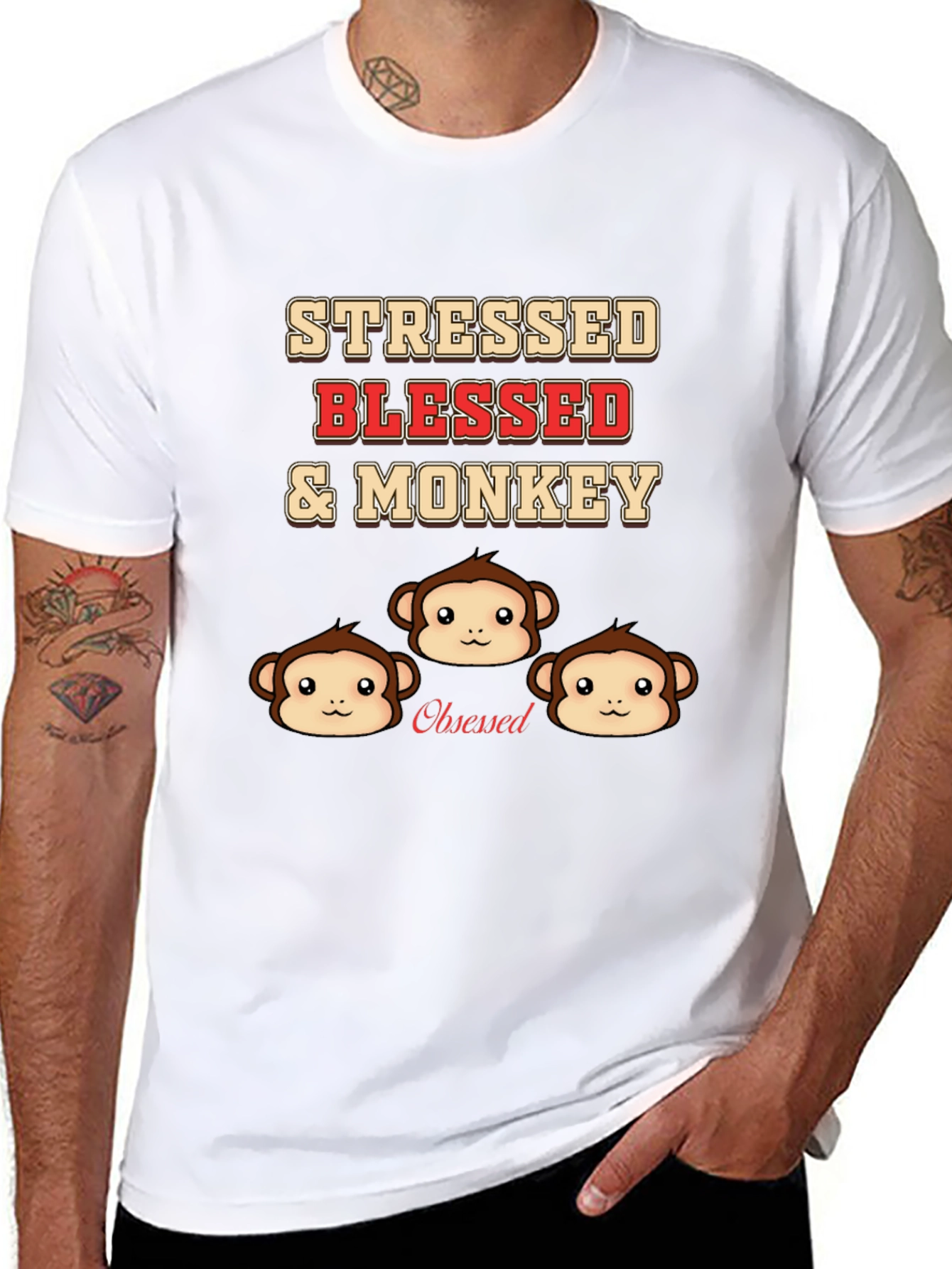 Stressed Blessed & Monkey Obsessed T-Shirt